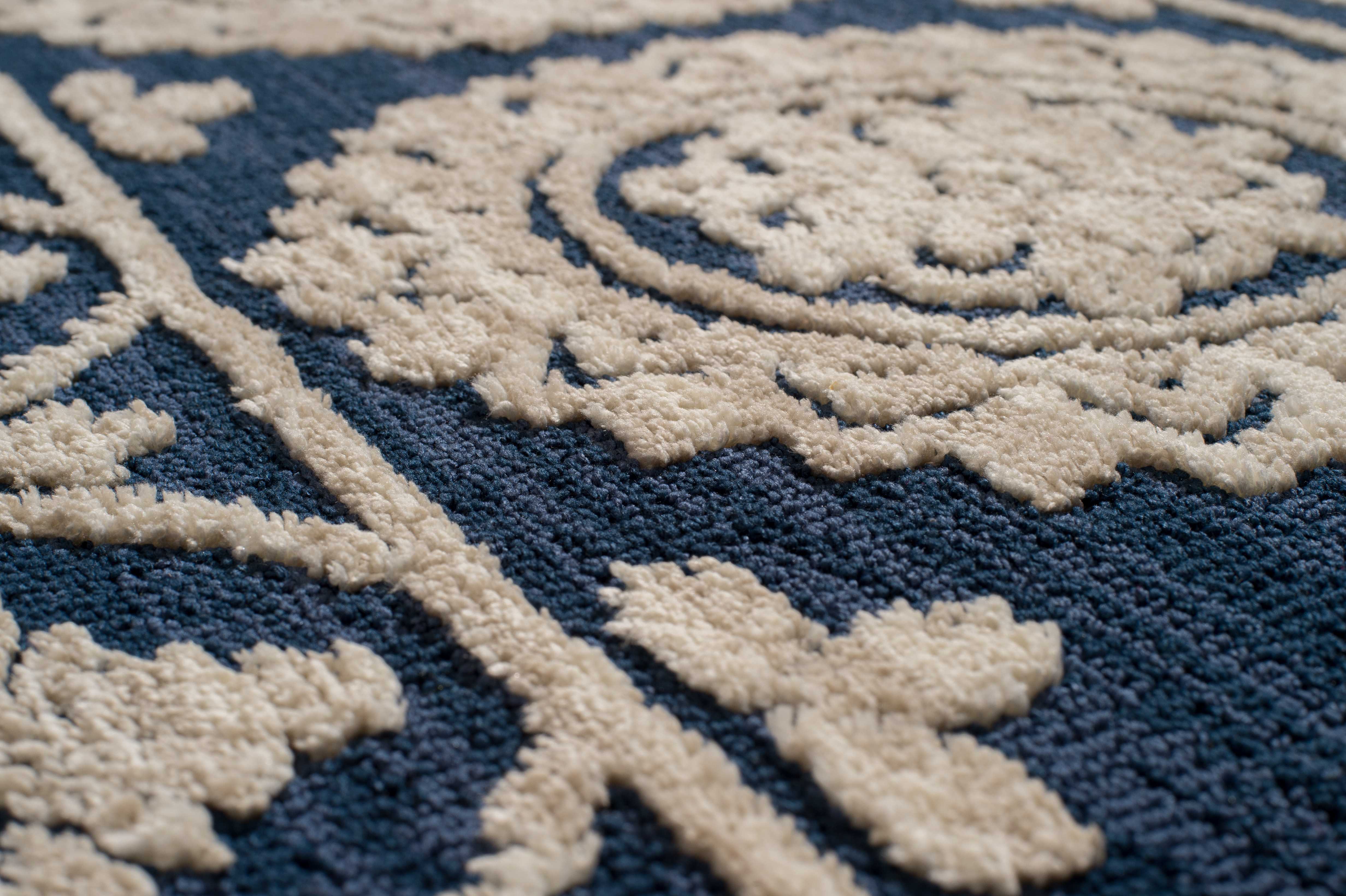 63" x 90" Navy Polyester Area Rug