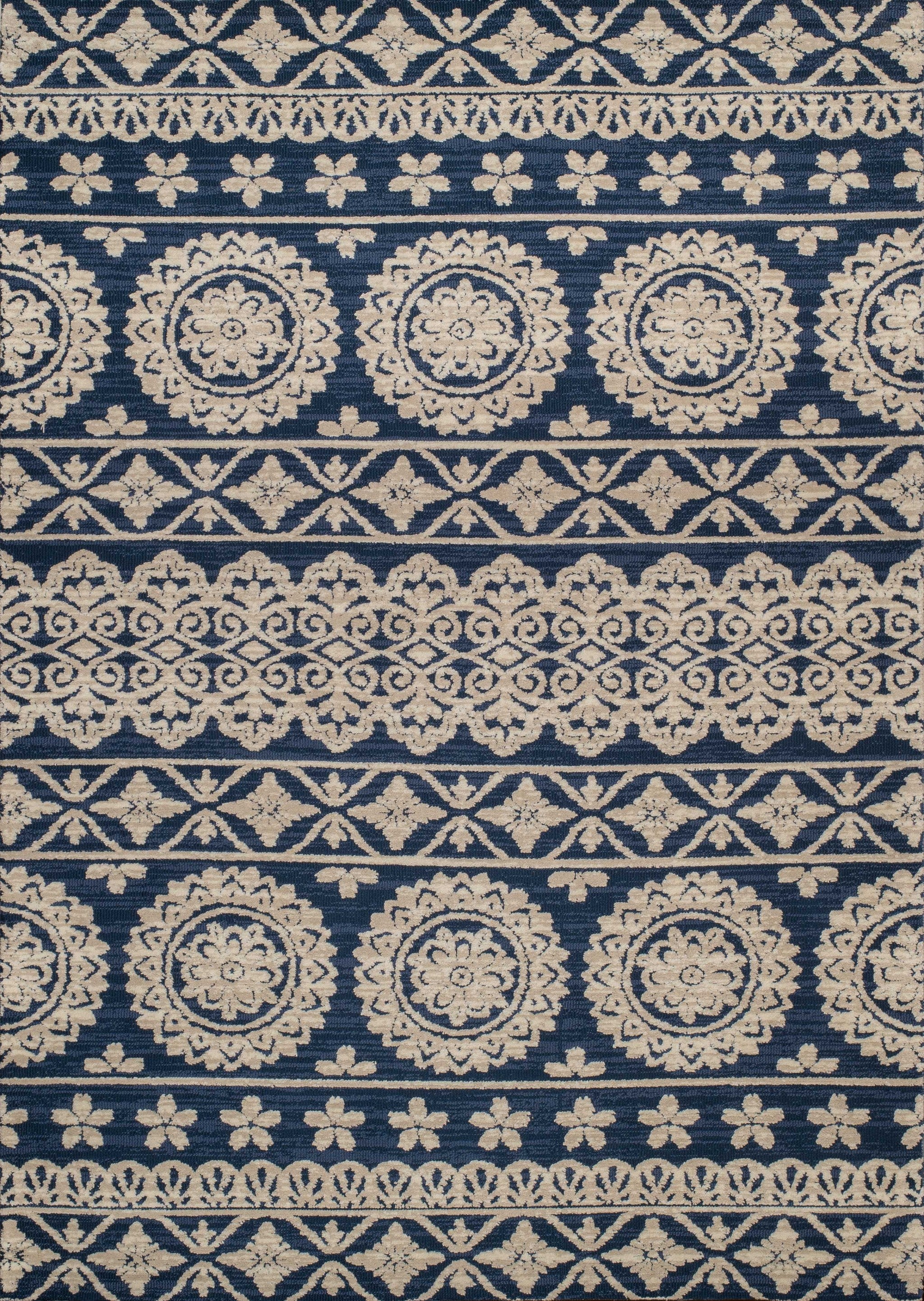 94" x 126" Navy Polyester Oversized Rug