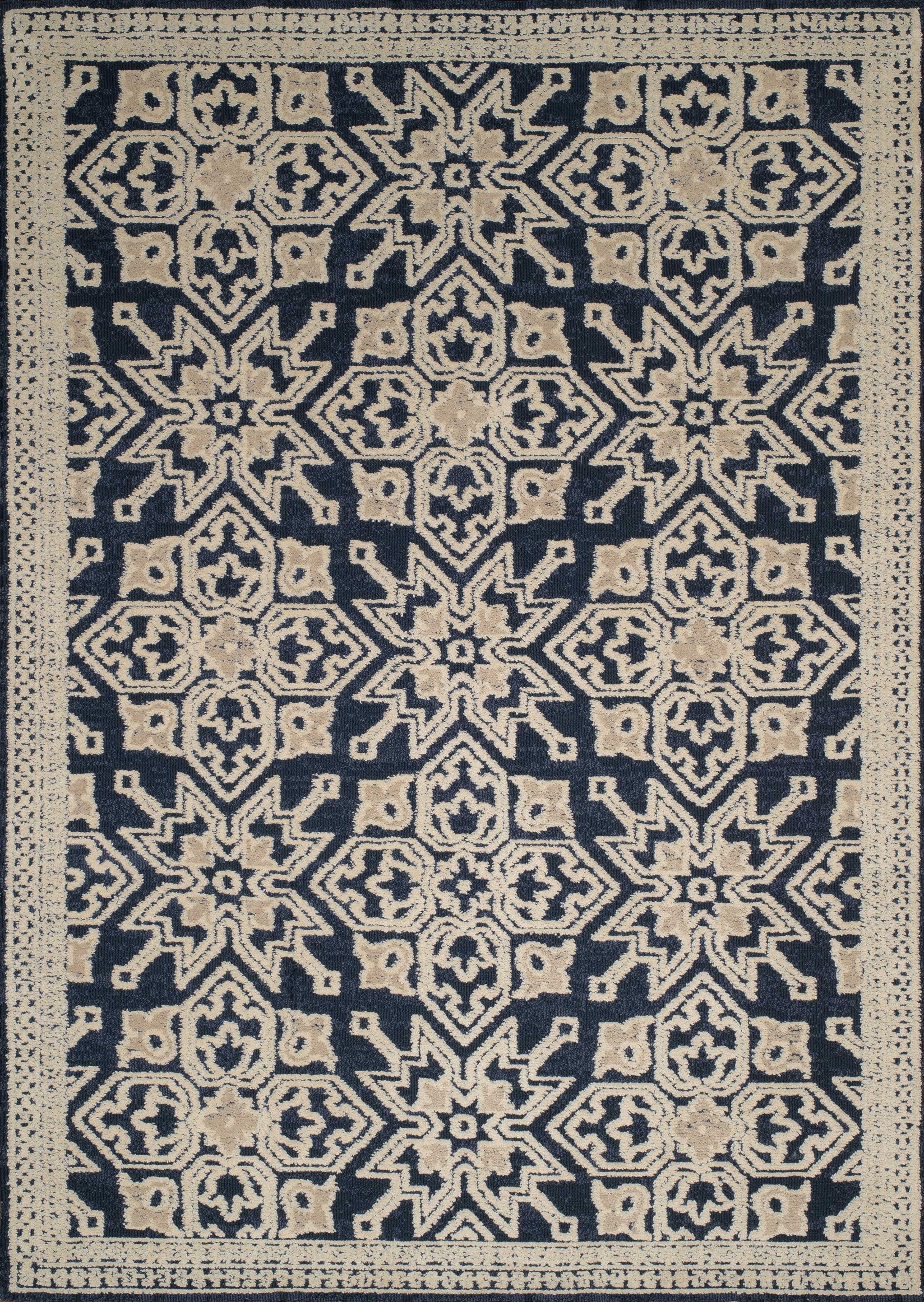 31" x 47" Navy Polyester Runner Rug
