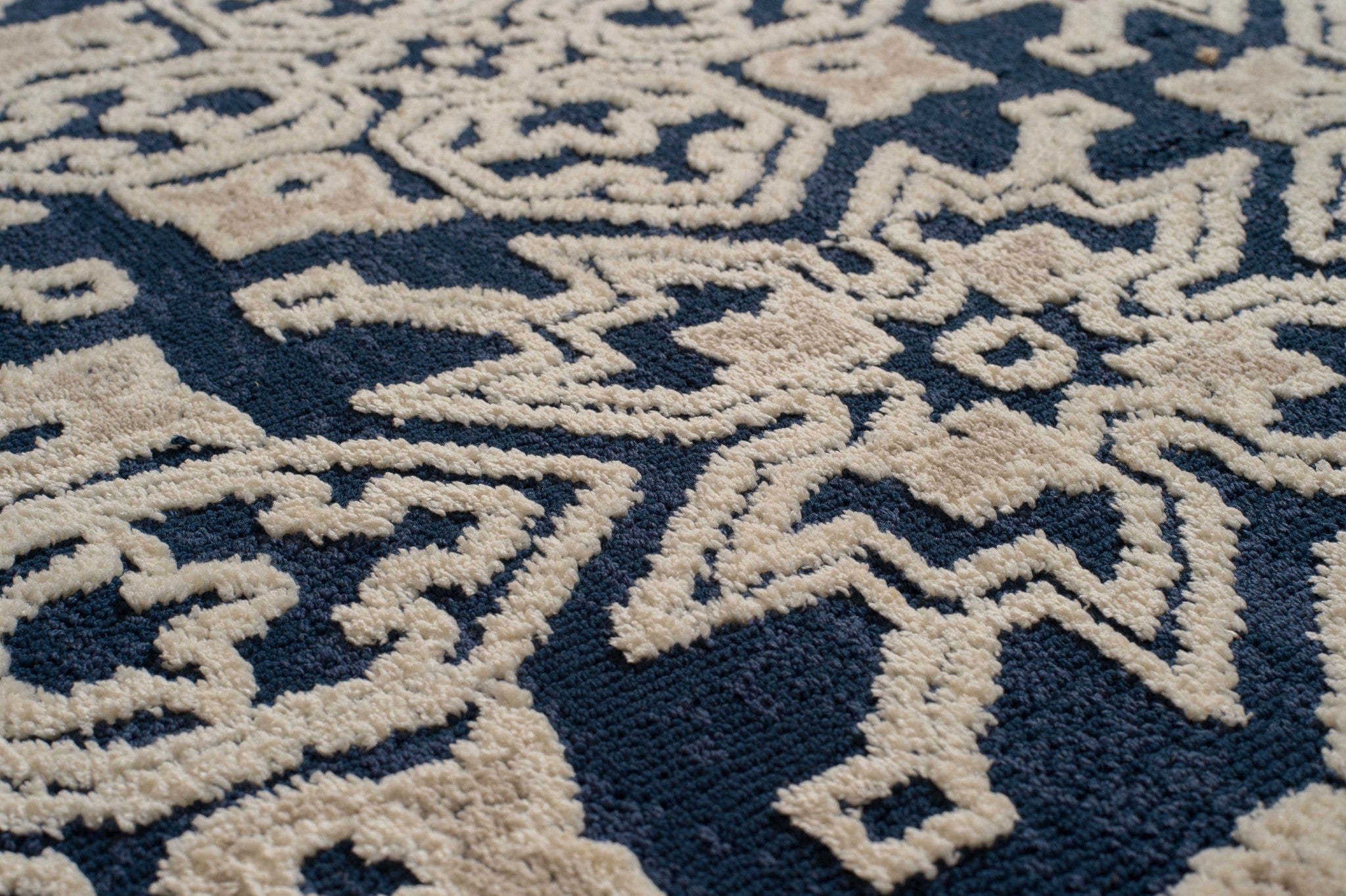 31" x 47" Navy Polyester Runner Rug