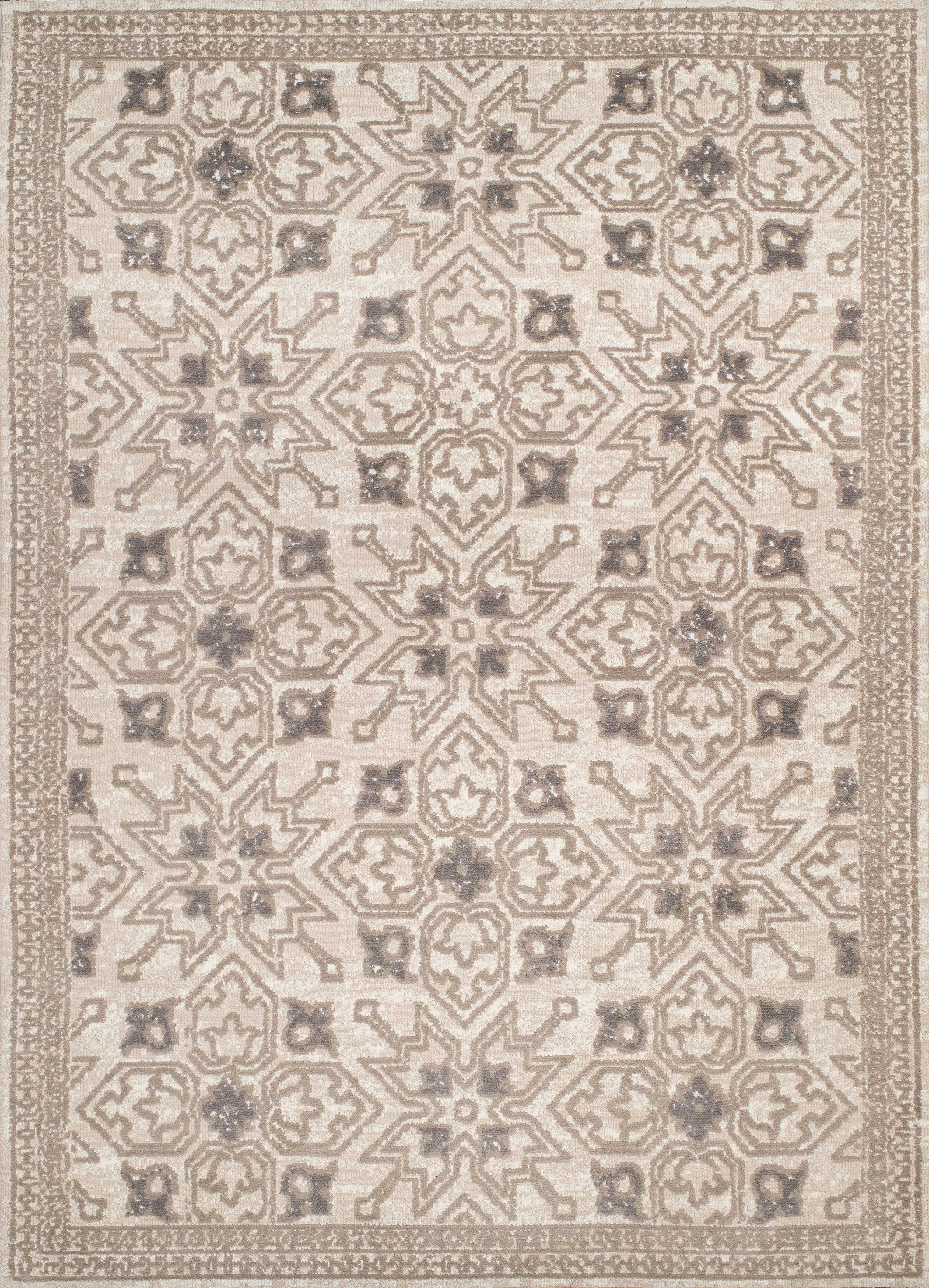 63" x 90" Cream Polyester Area Rug