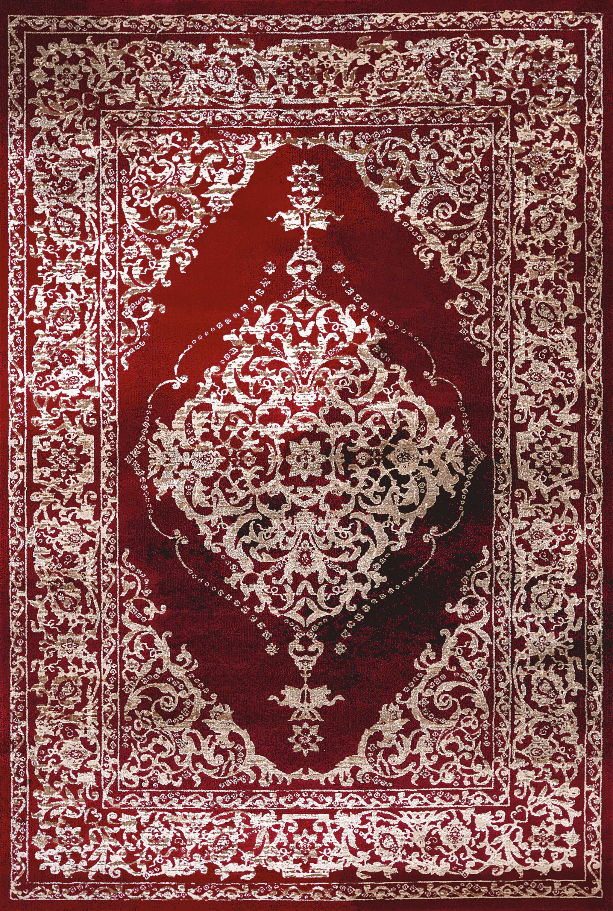 63" x 86" x 0.43" Red Polypropylene/Polyester Area Rug