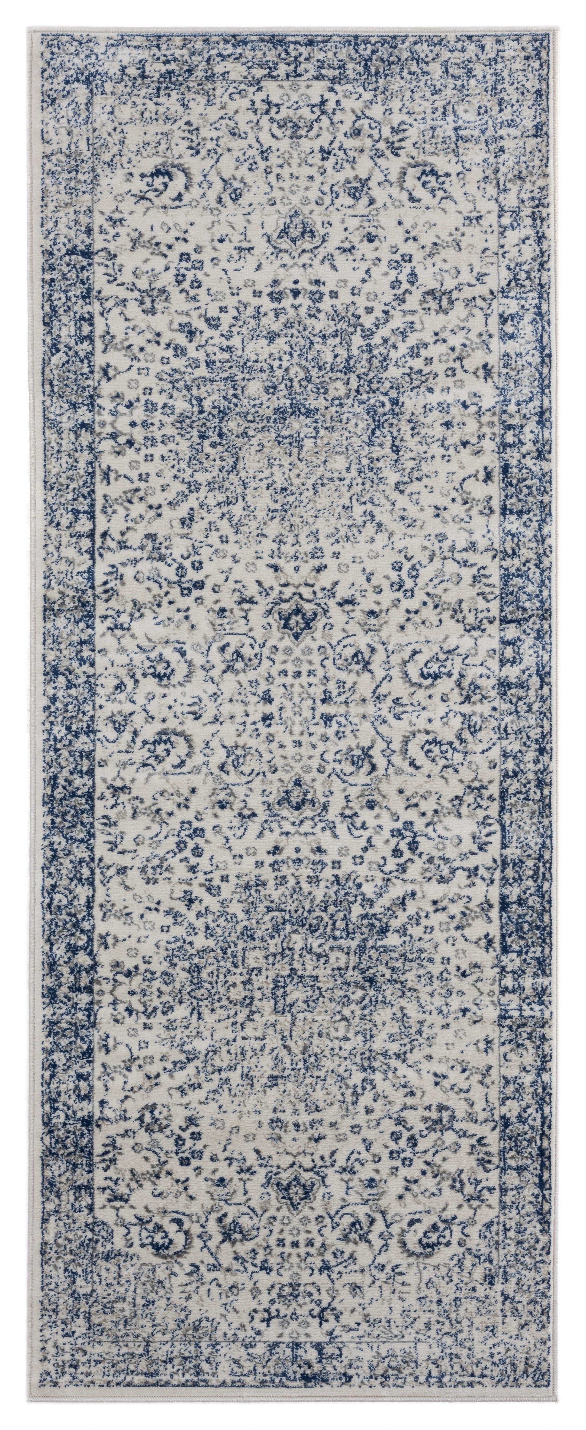 31" x 86" Denim Blue Olefin Runner Rug
