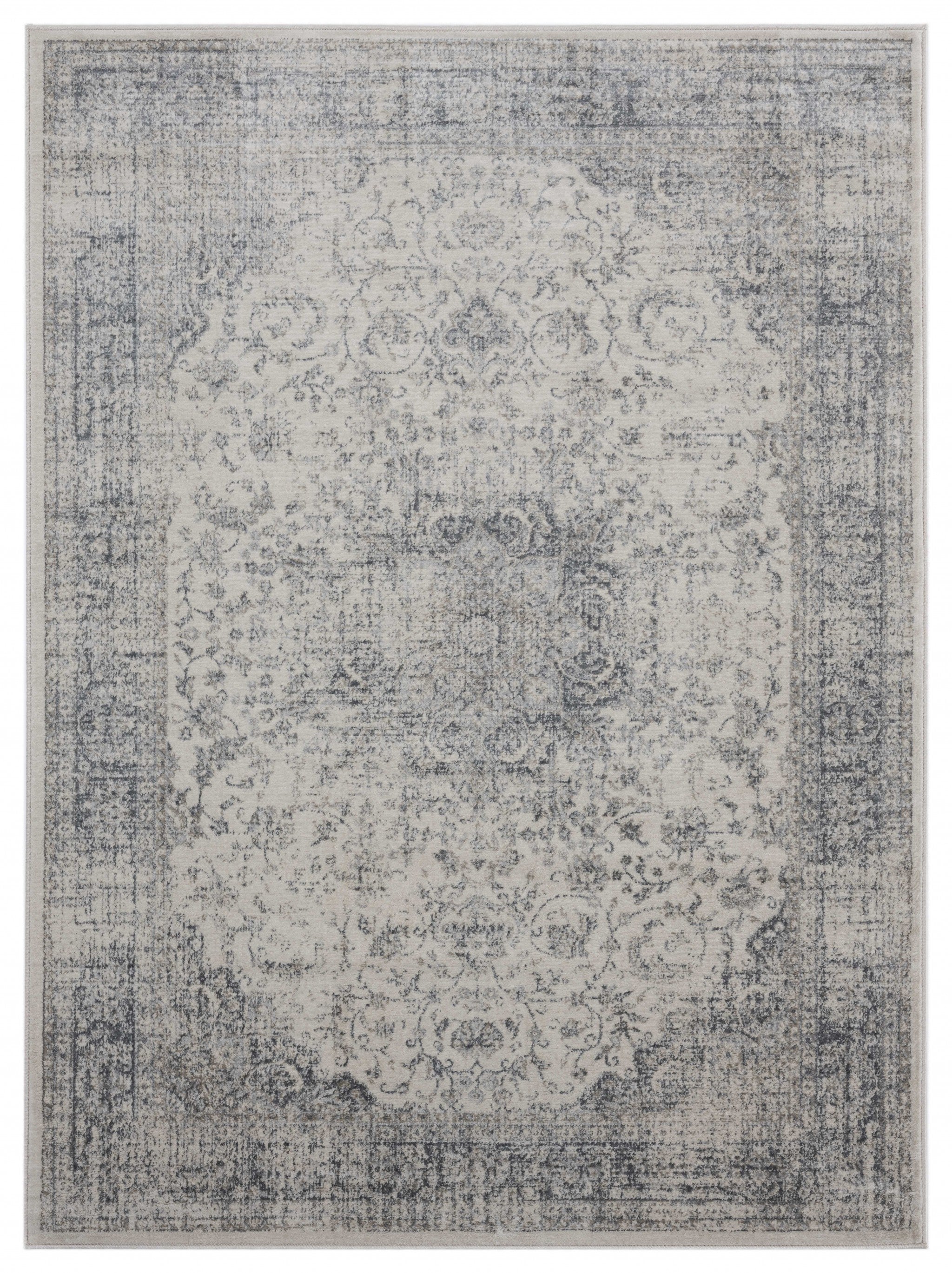 22" x 36" Grey Olefin Accent Rug