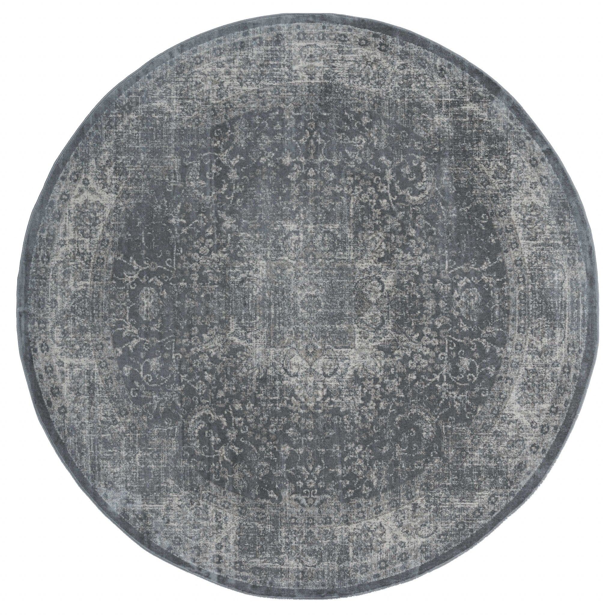 94" x 94" Cream Olefin Round Rug