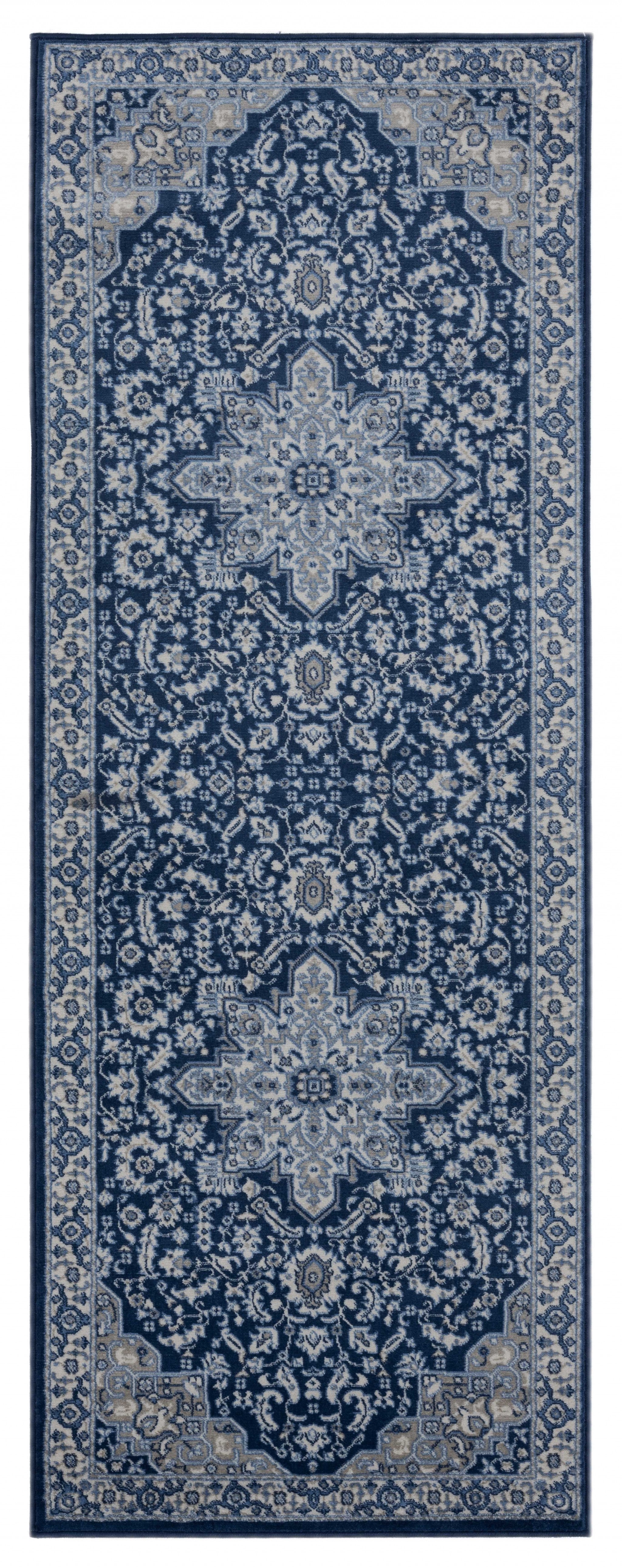31" x 86" Denim Blue Olefin Runner Rug