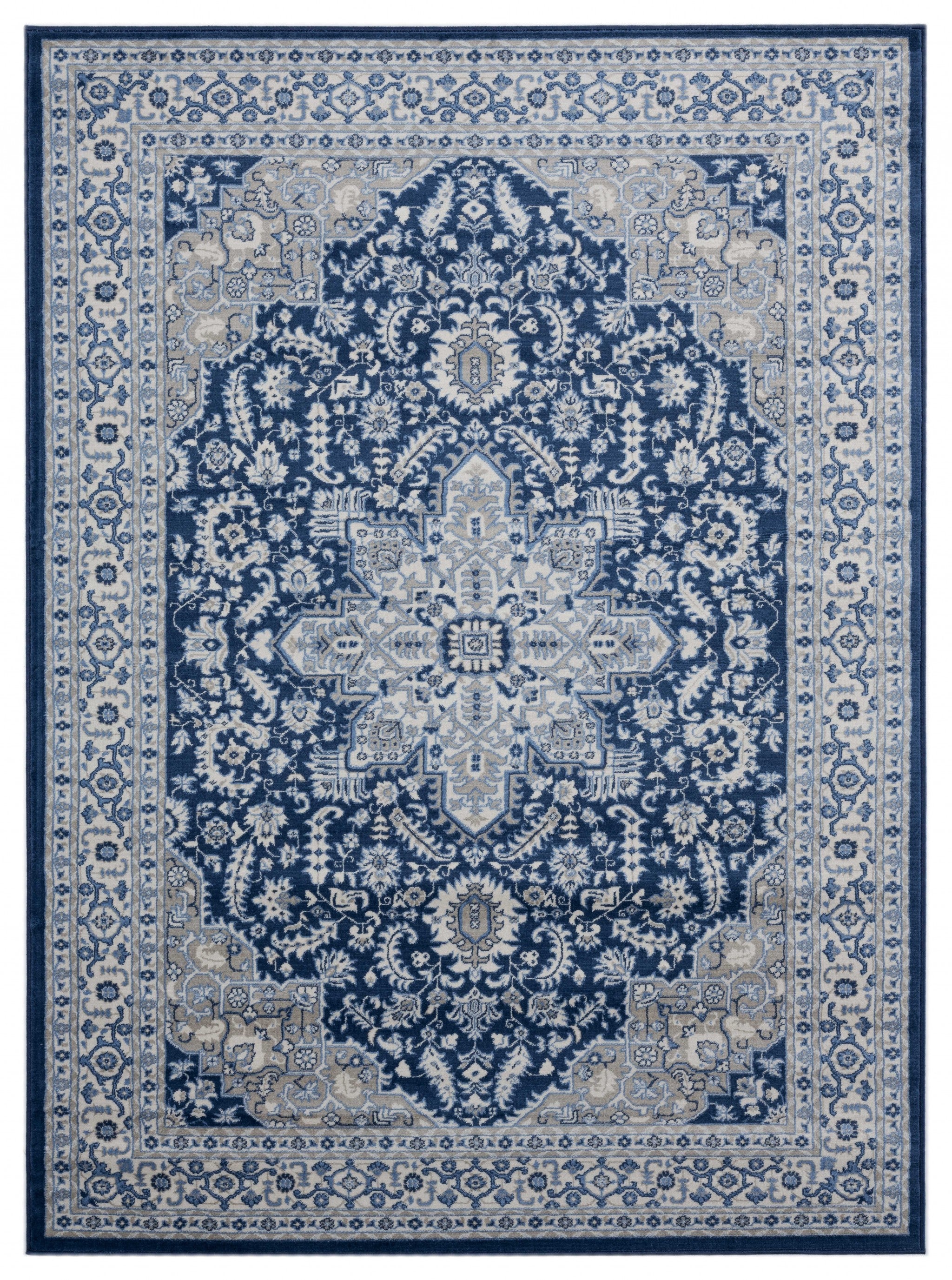 63" x 86" Denim Blue Olefin Area Rug
