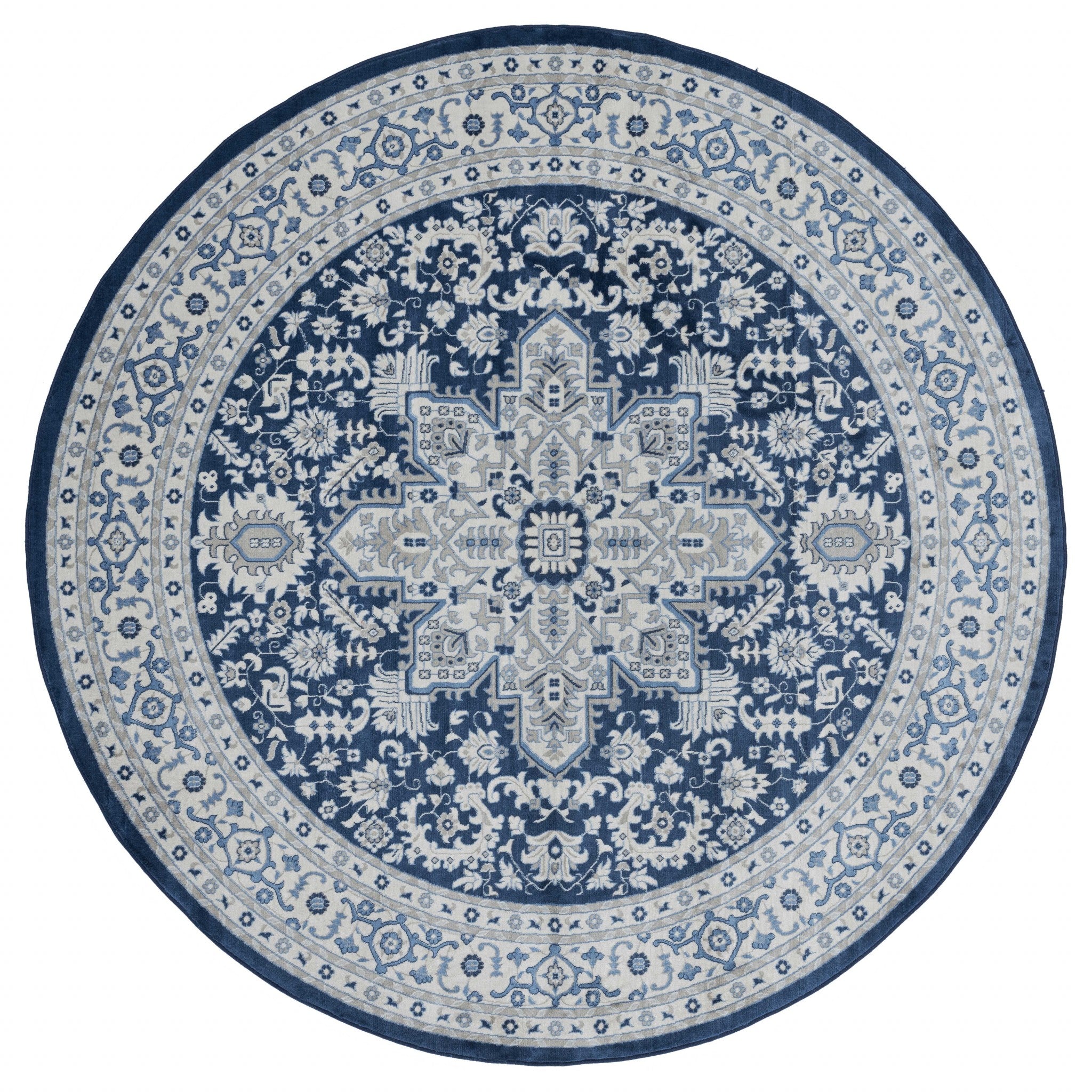 94" x 94" Denim Blue Olefin Round Rug