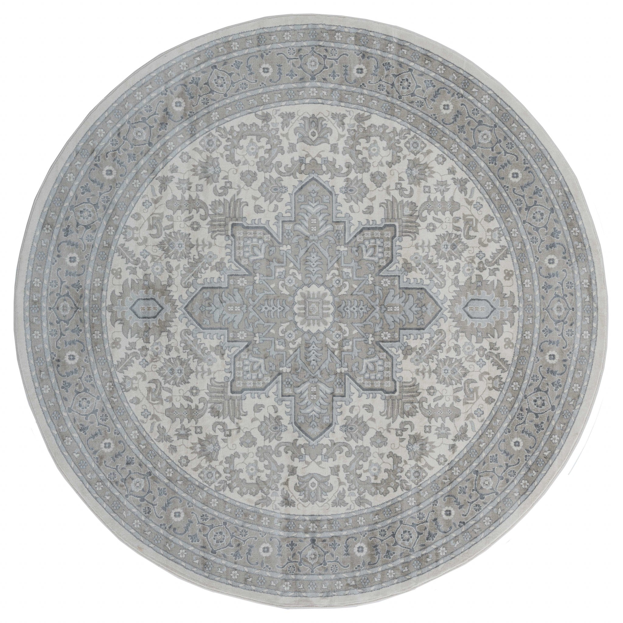 94" x 94" Grey Olefin Round Rug