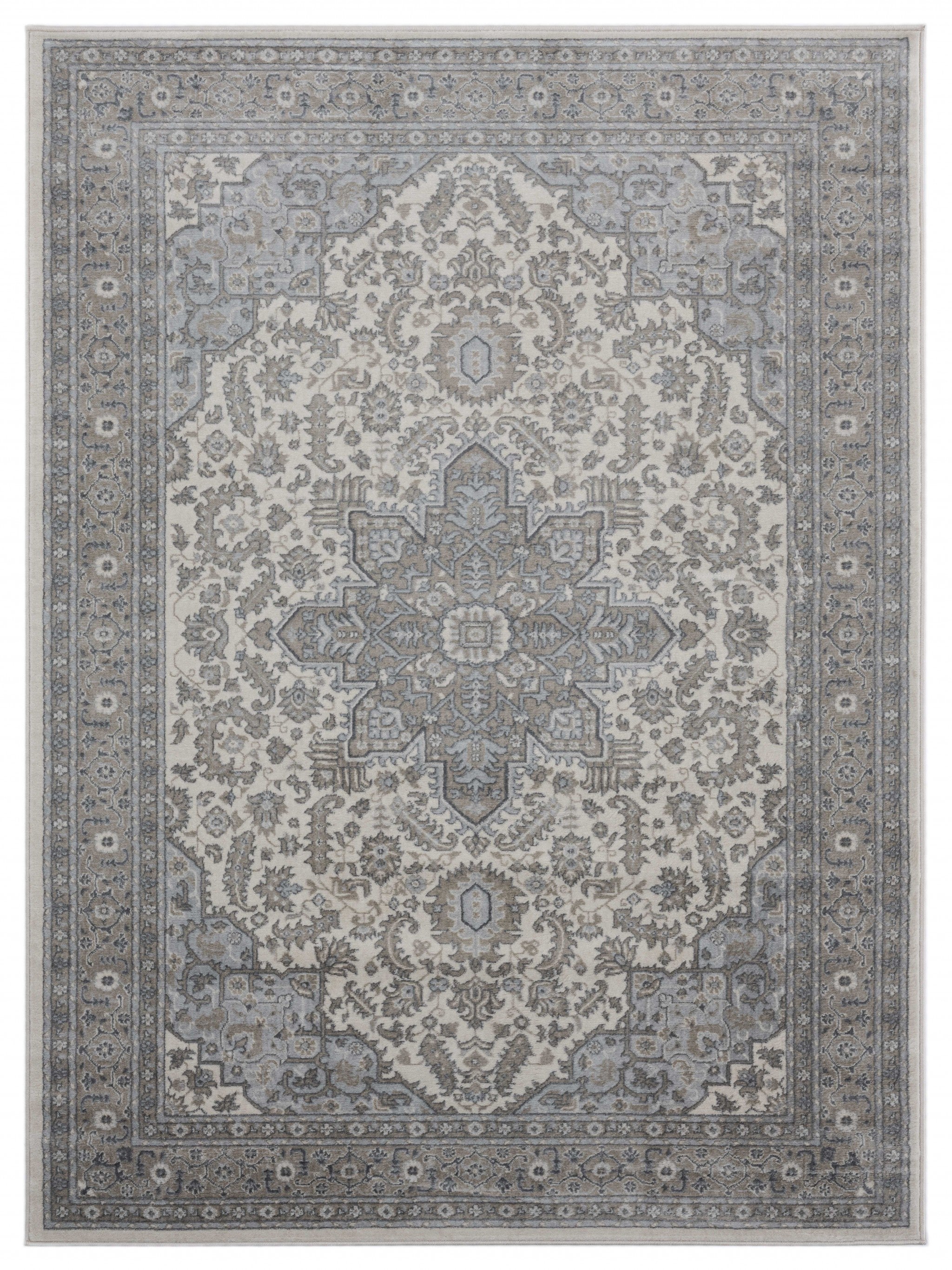 94" x 126" Grey Olefin Oversize Rug