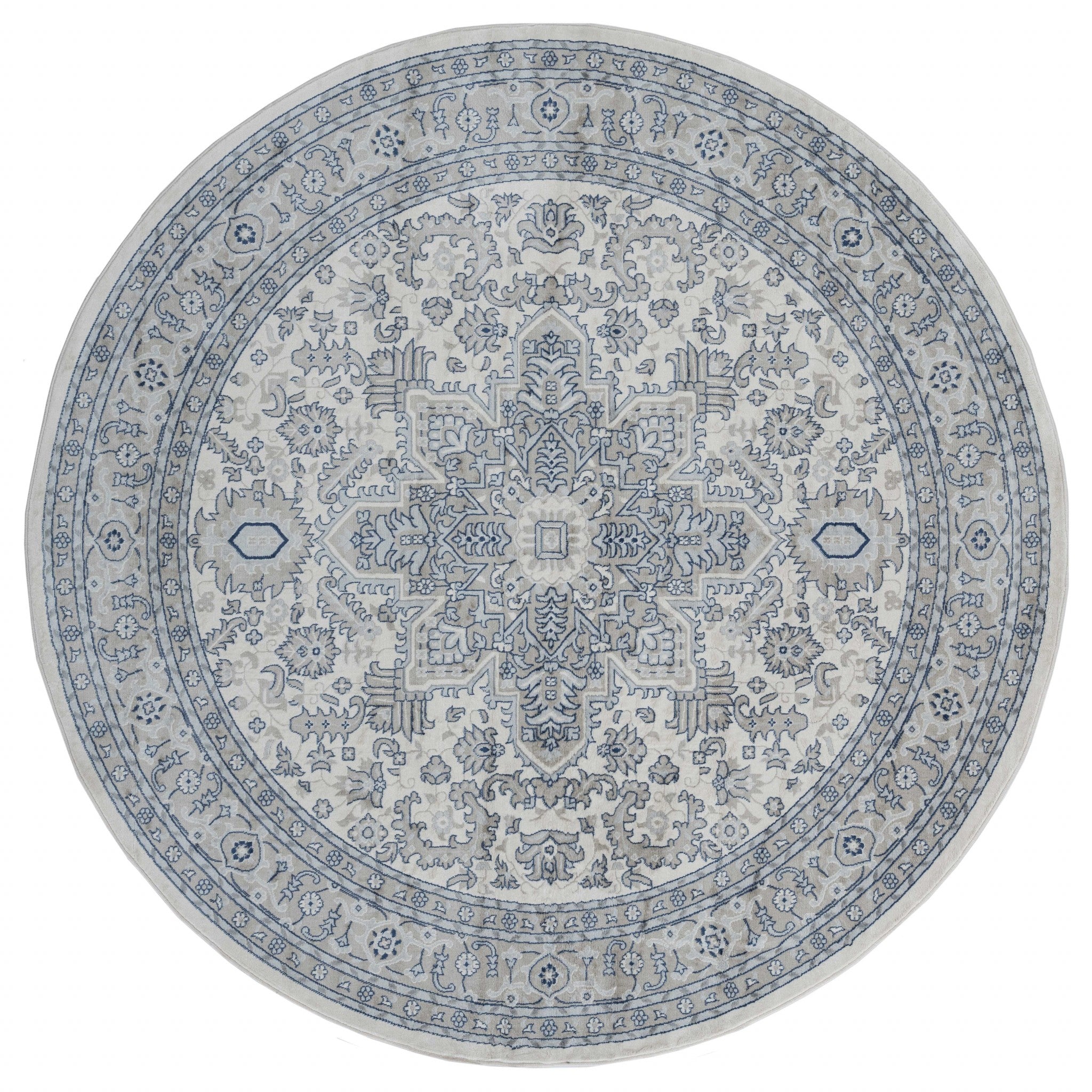 94" x 94" Cream Olefin Round Rug