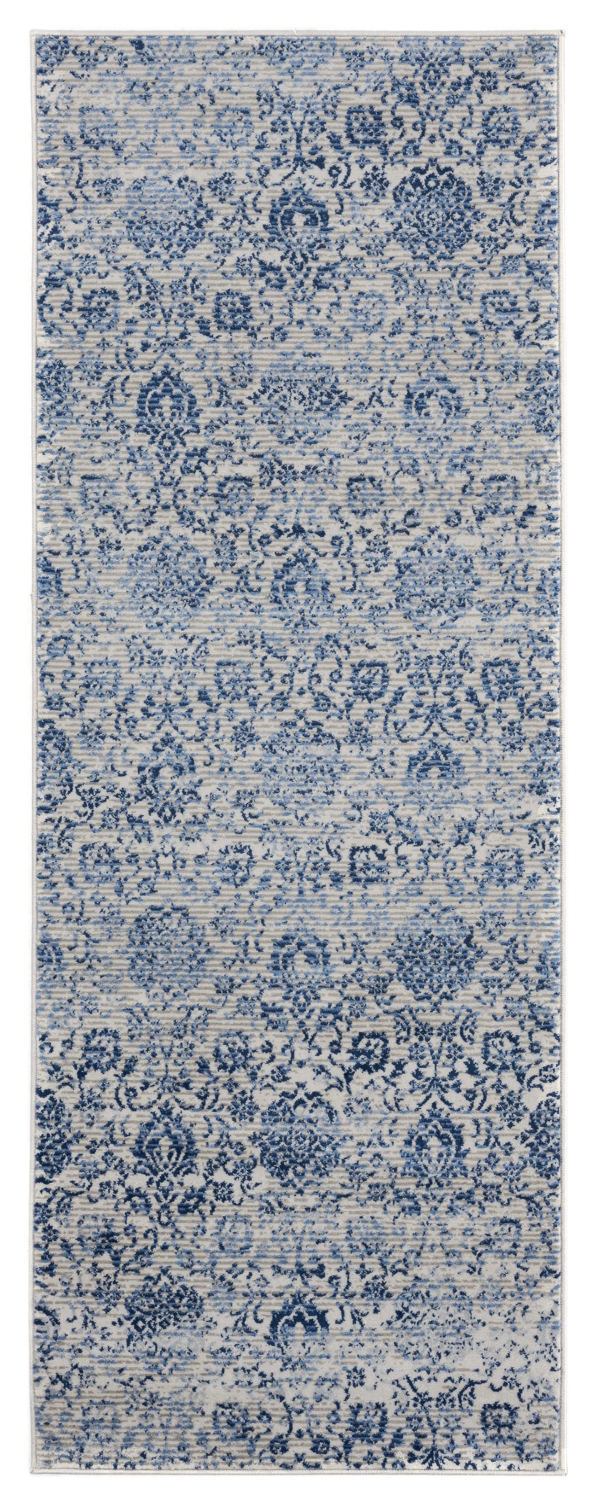 31" x 86" Denim Blue Olefin Runner Rug