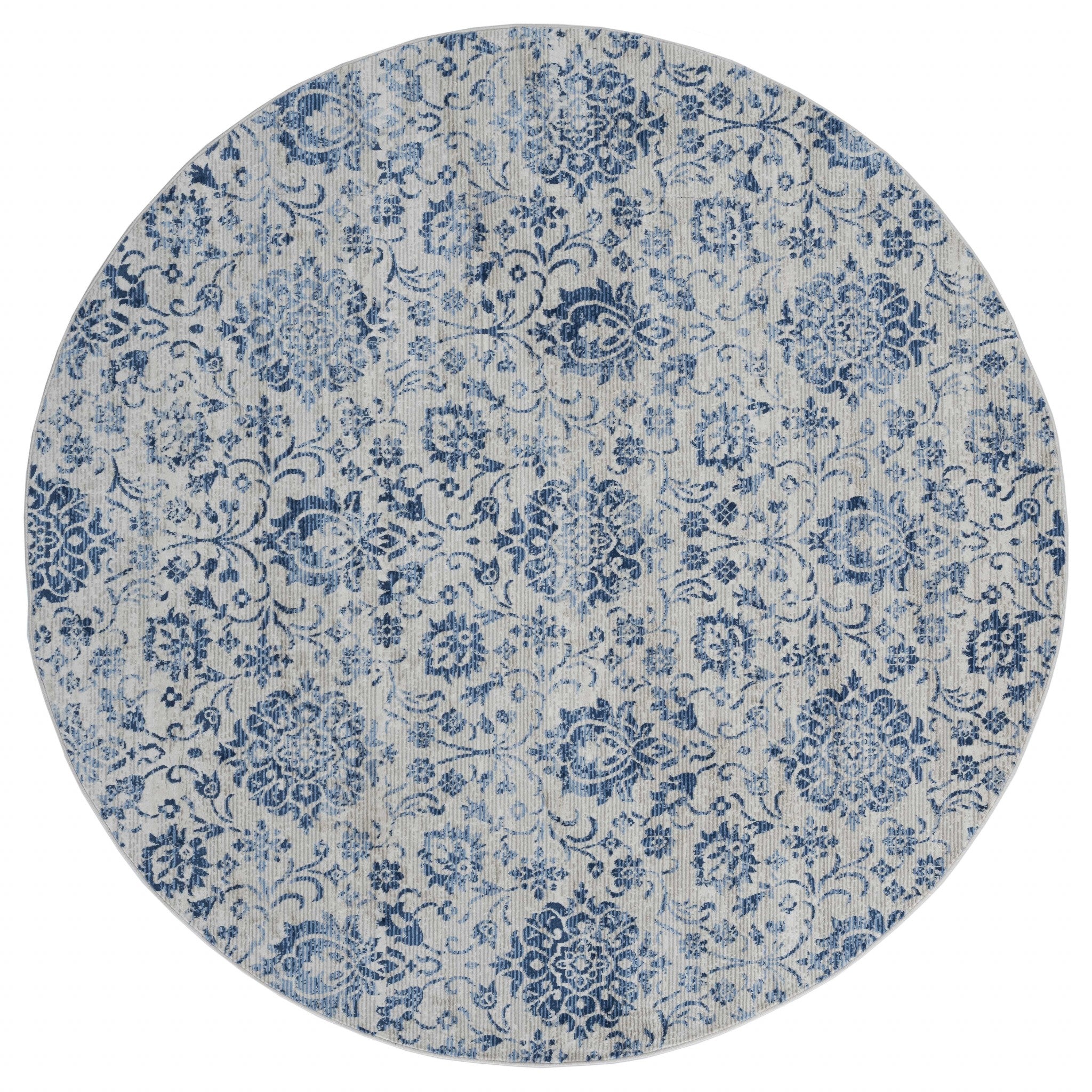 94" x 94" Denim Blue Olefin Round Rug
