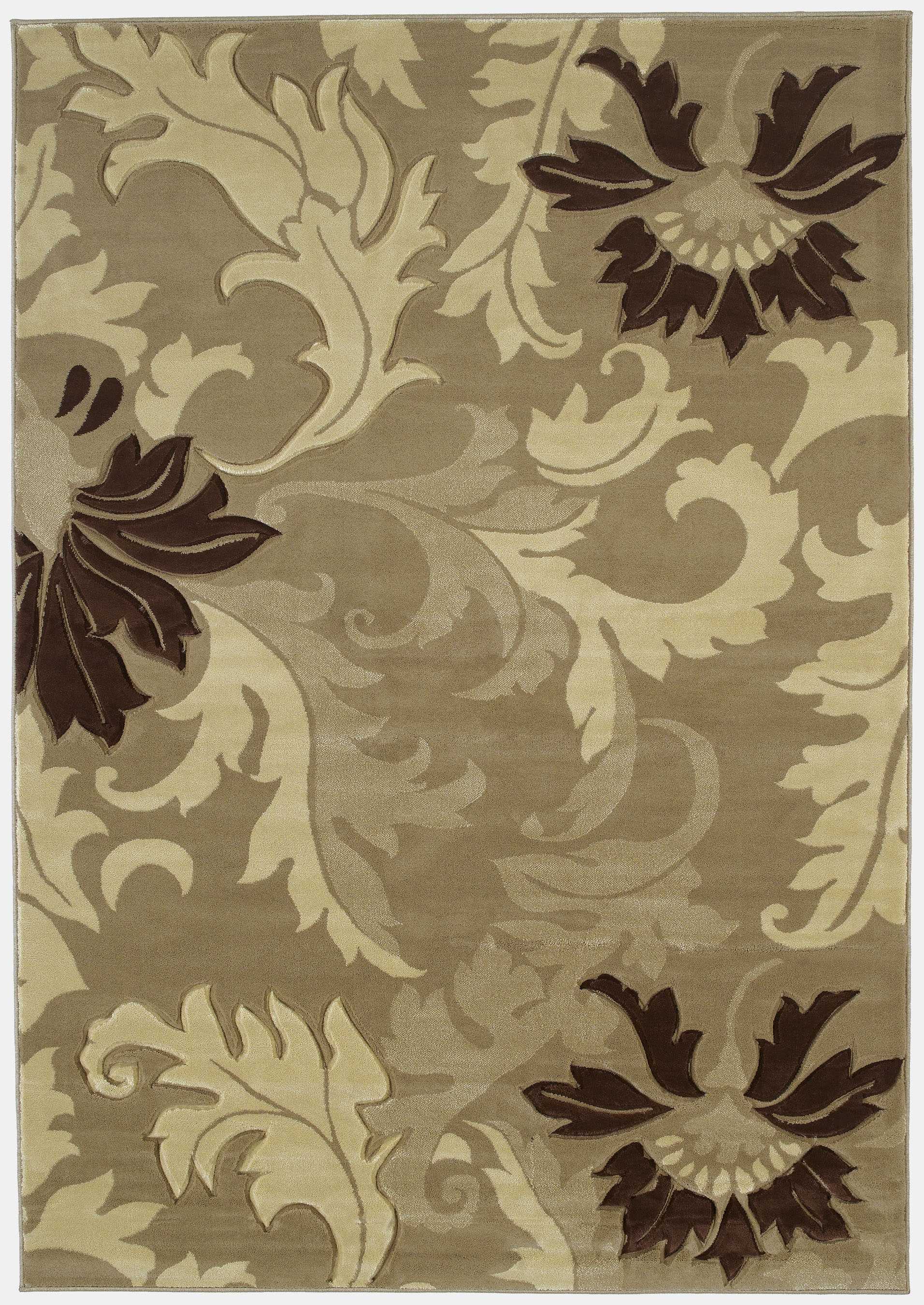 63" x 90" Beige Polypropylene Area Rug
