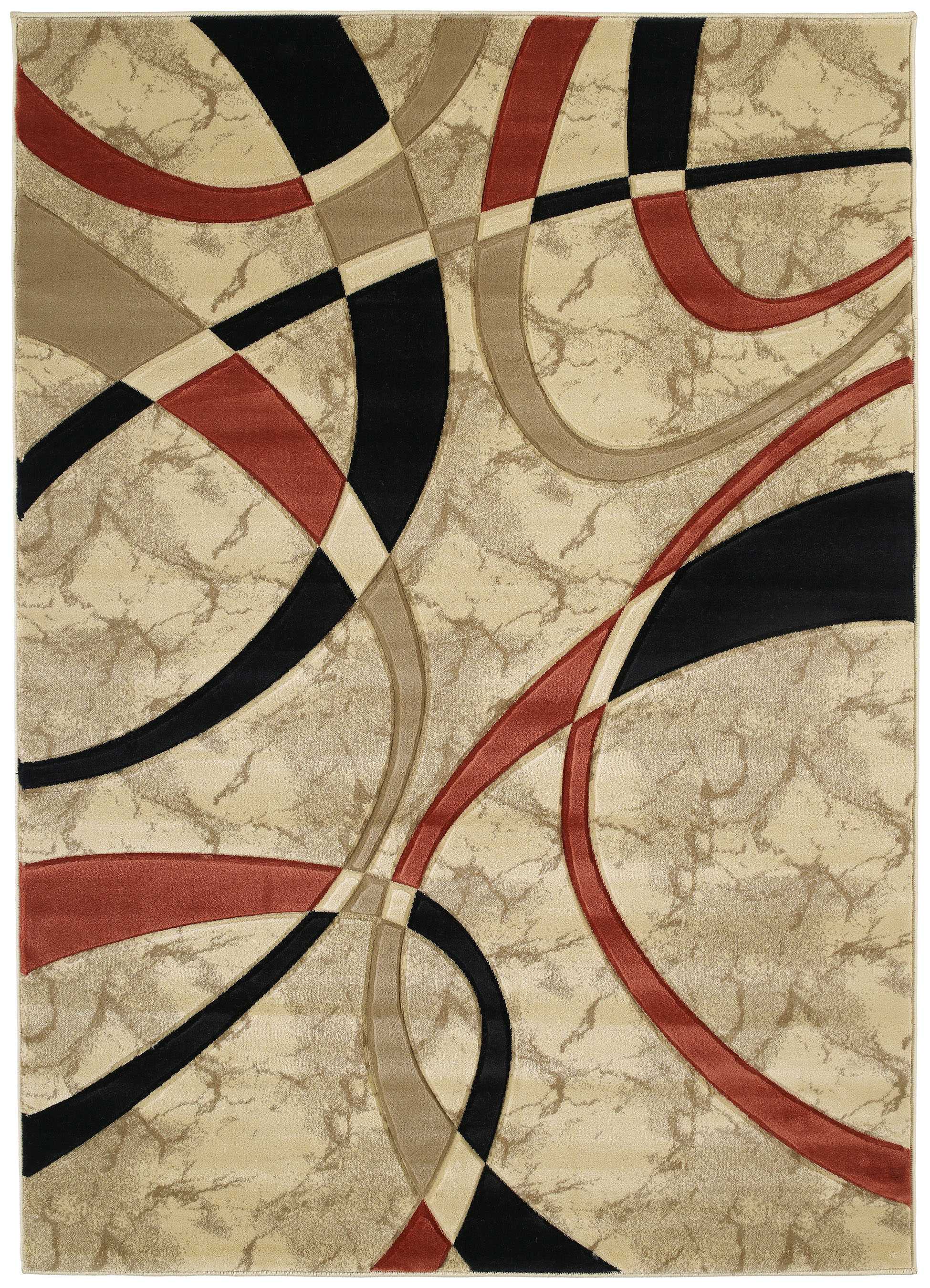 63" x 90" Cream Polypropylene Area Rug