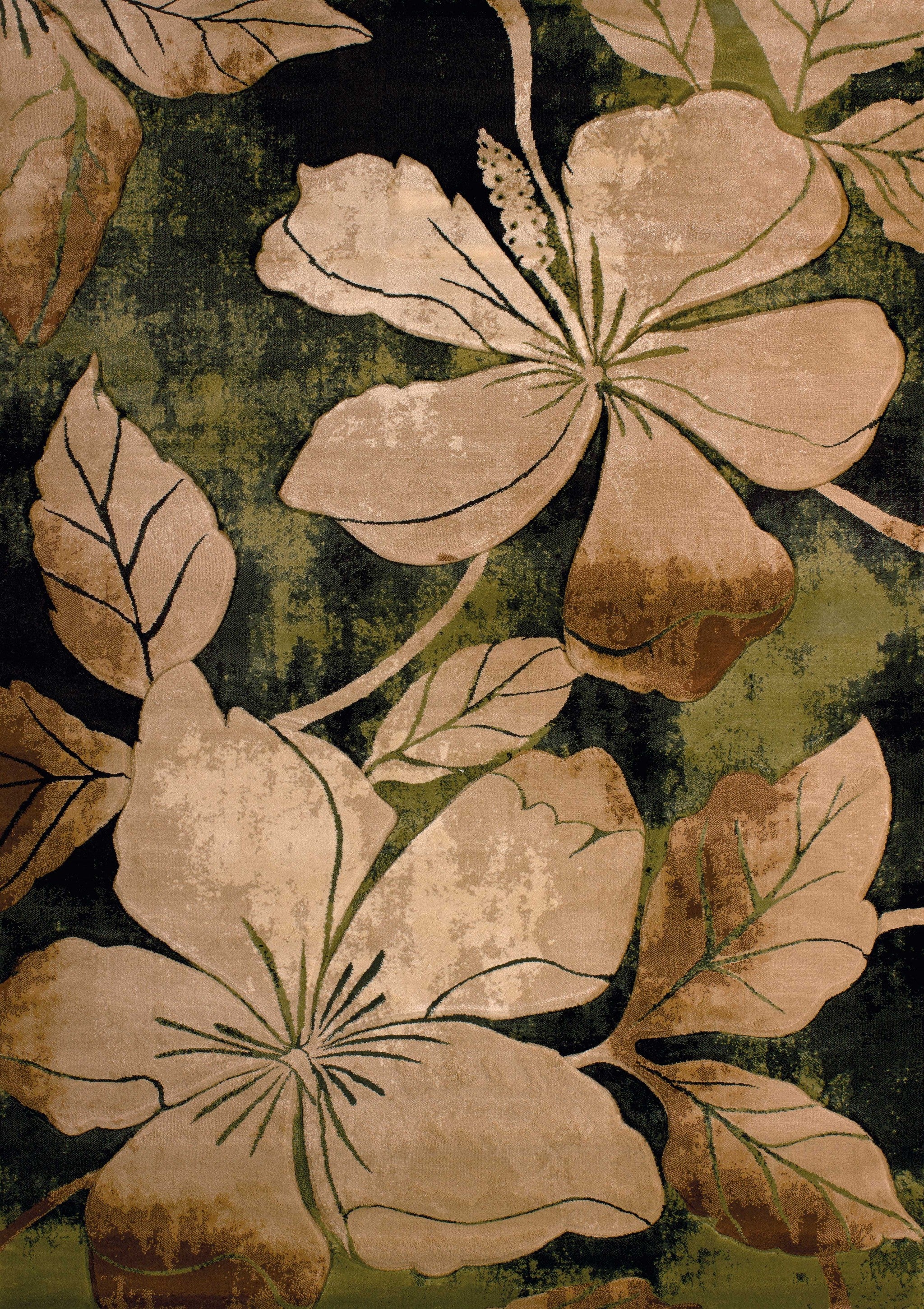 63" x 90" Green Polypropylene Area Rug