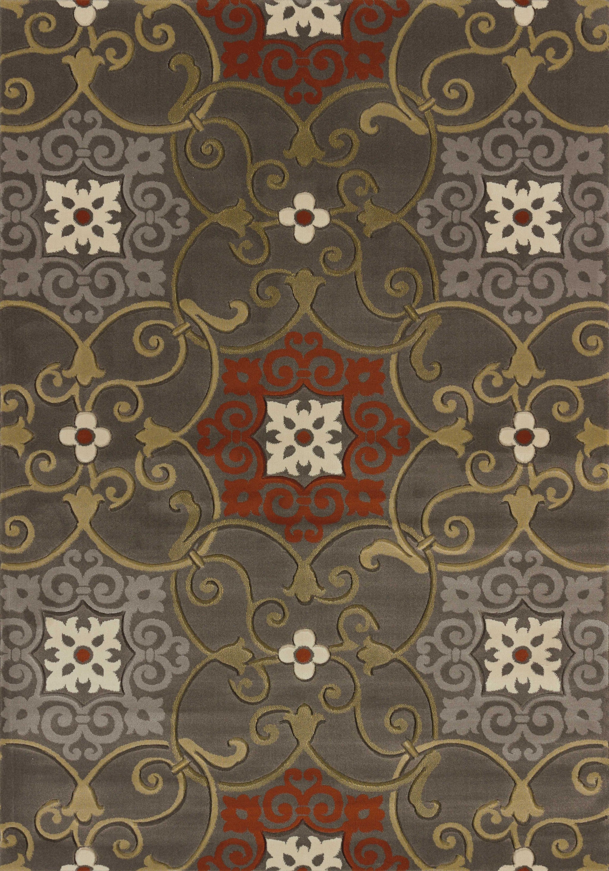 63" x 90" Grey Polypropylene Area Rug