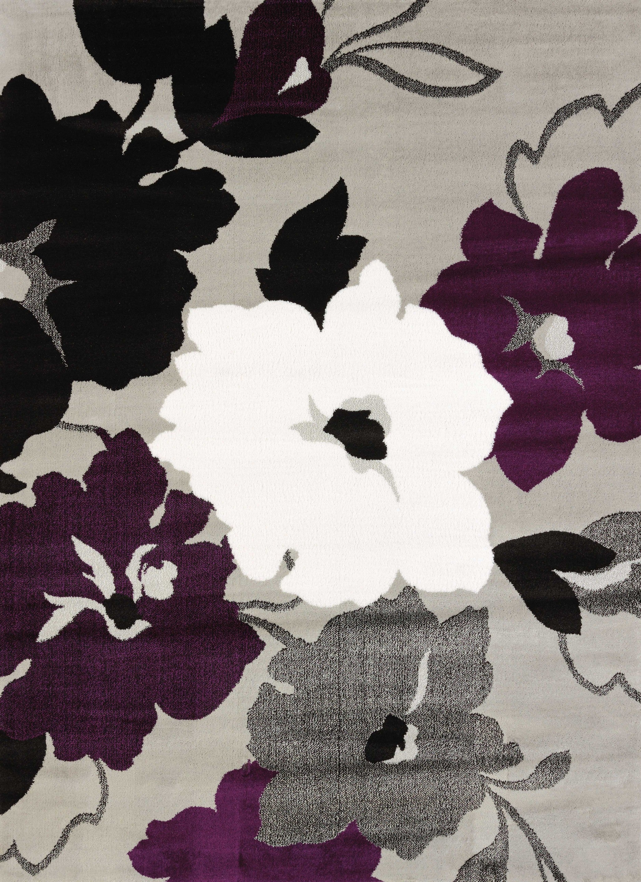 63" x 86" Plum Polypropylene Area Rug