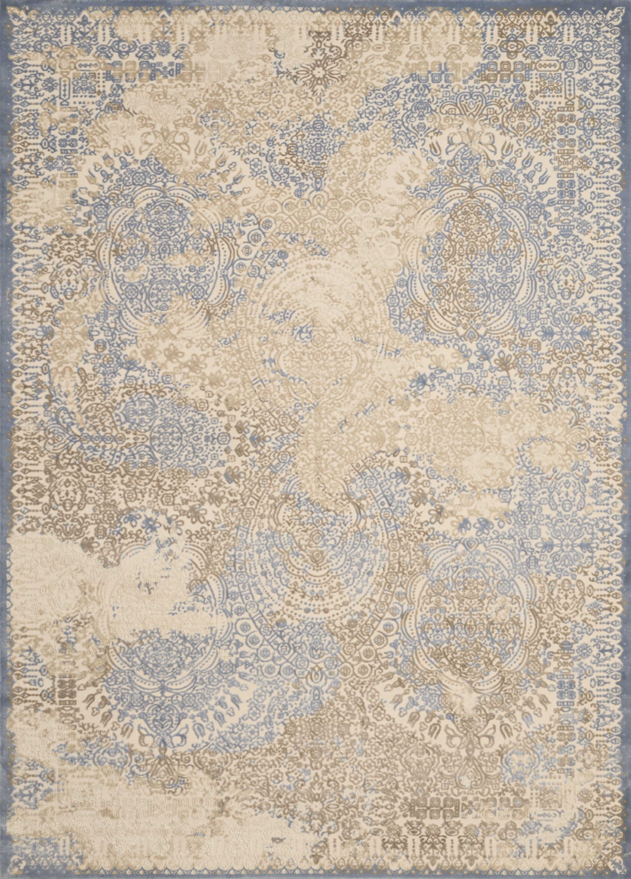 94" x 126" Light Blue Polyester / Olefin Oversize Rug
