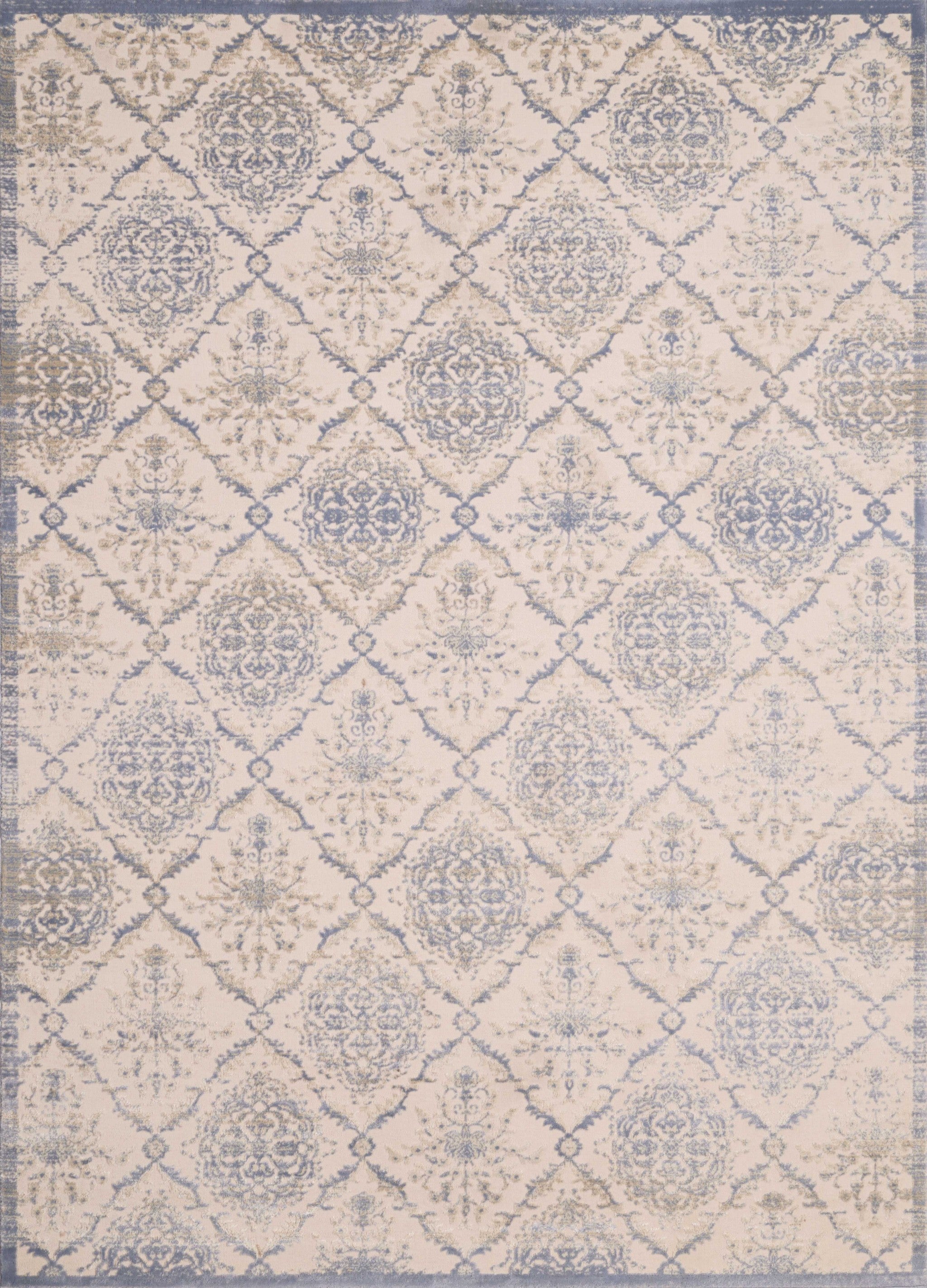 63" x 86" Light Blue Polyester / Olefin Area Rug