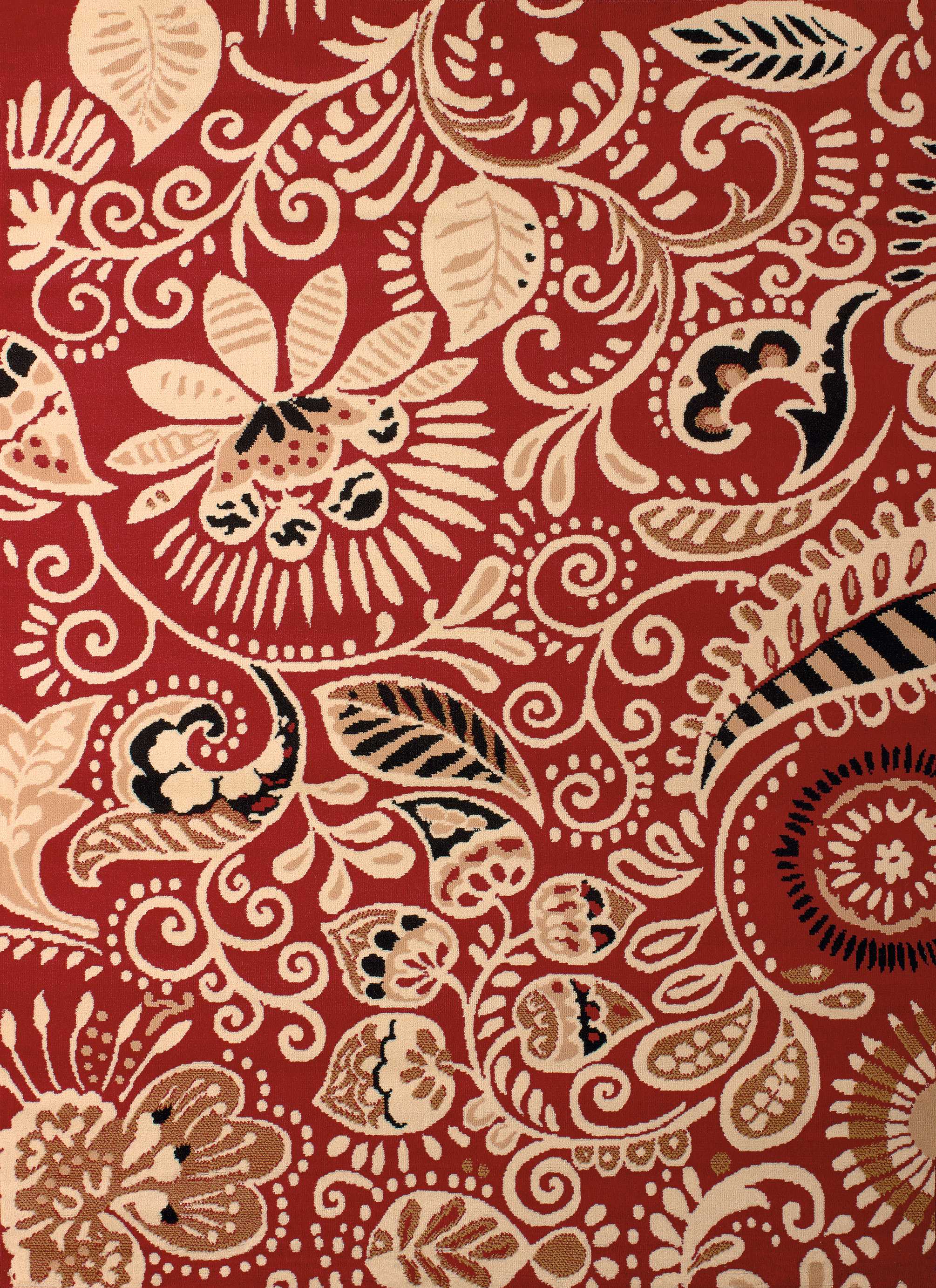 63" x 86" Red Polypropyelene Area Rug