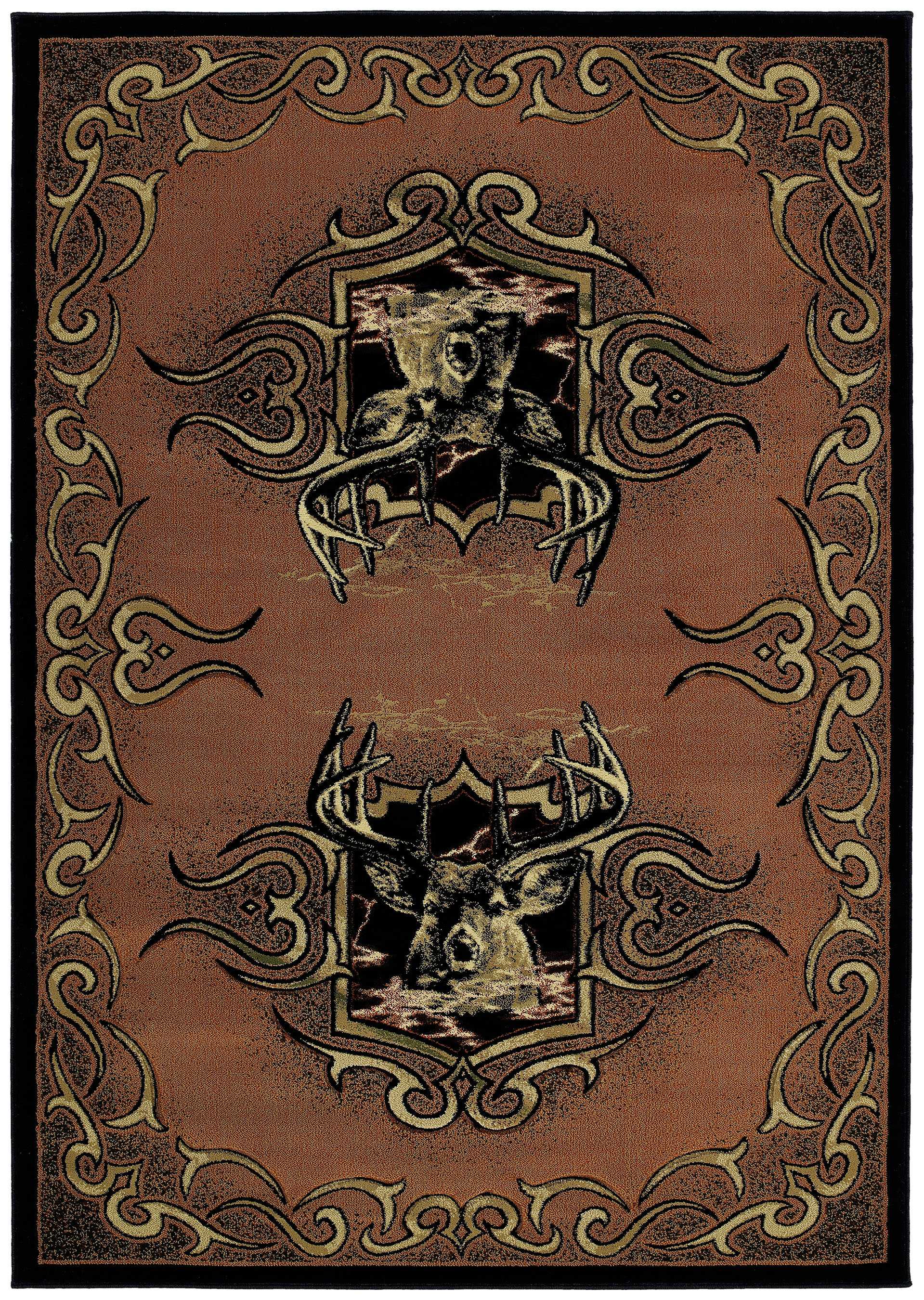 63" x 90" Terracotta Polypropylene Area Rug