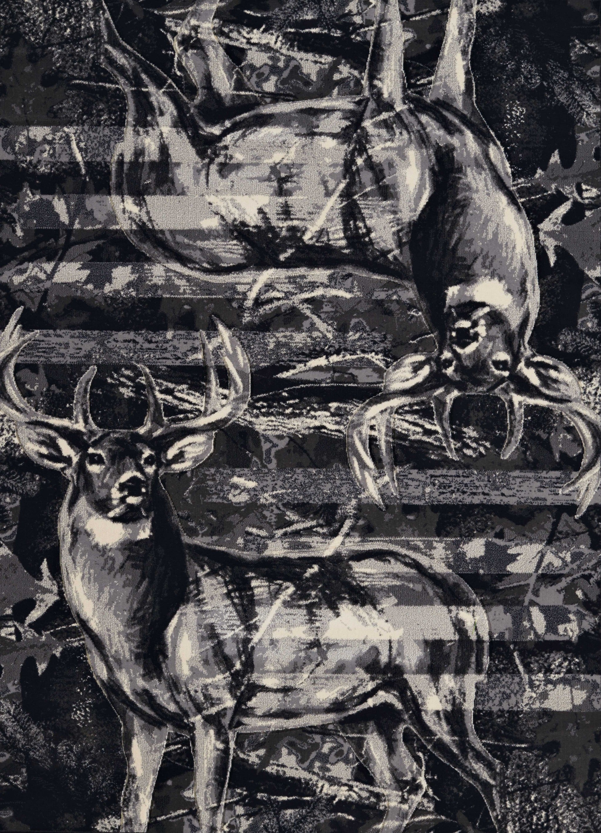 63" x 90" Grey Polypropylene Area Rug