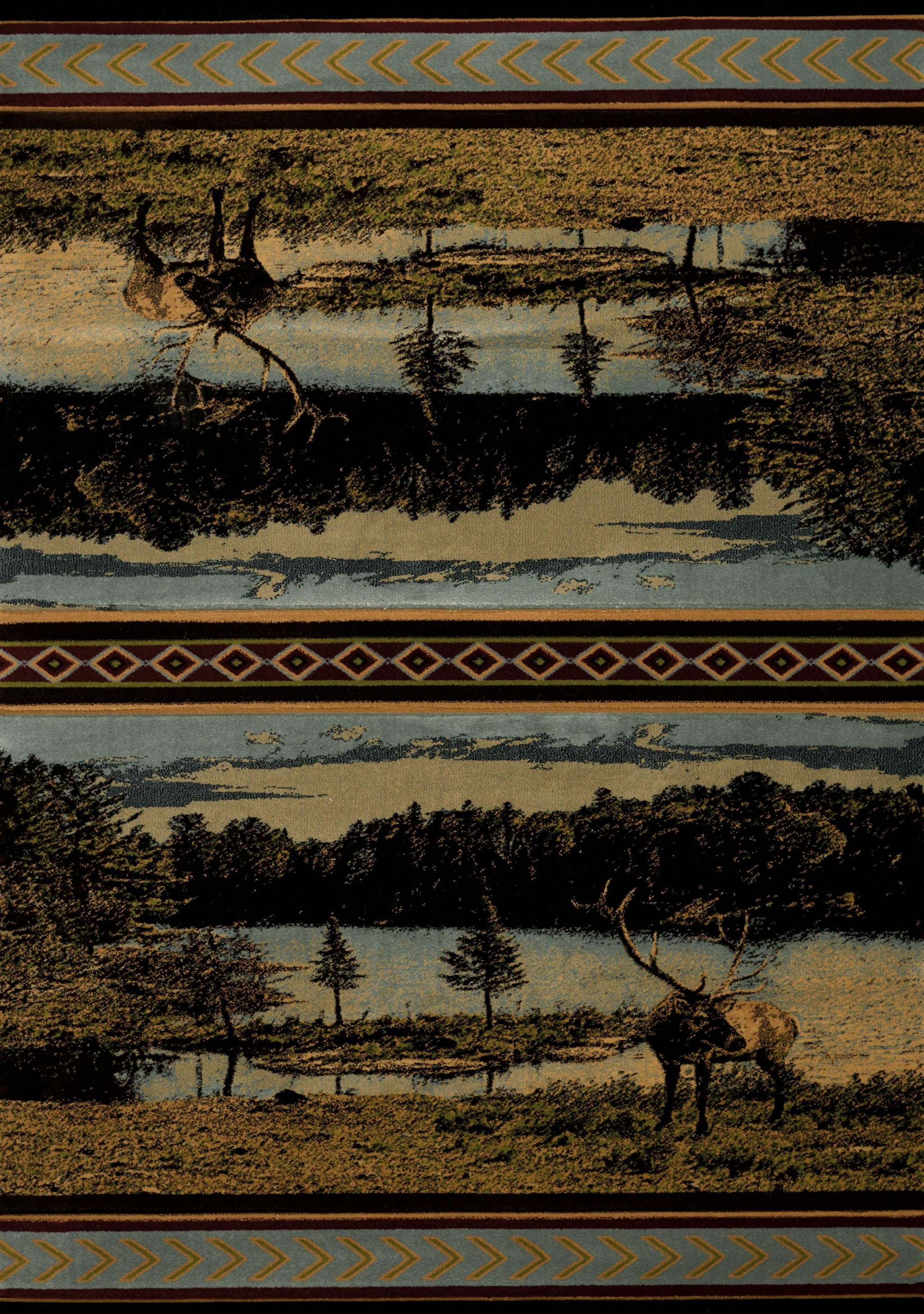 63" x 90" Blue Polypropylene Area Rug