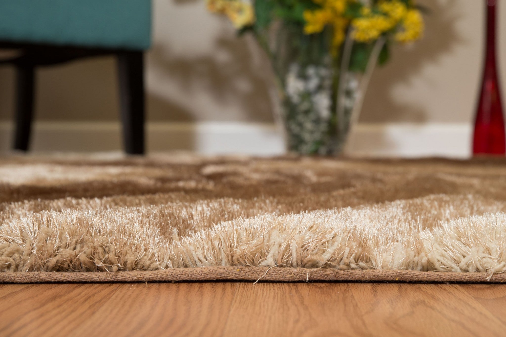 63" x 86" Beige Polyester Area Rug