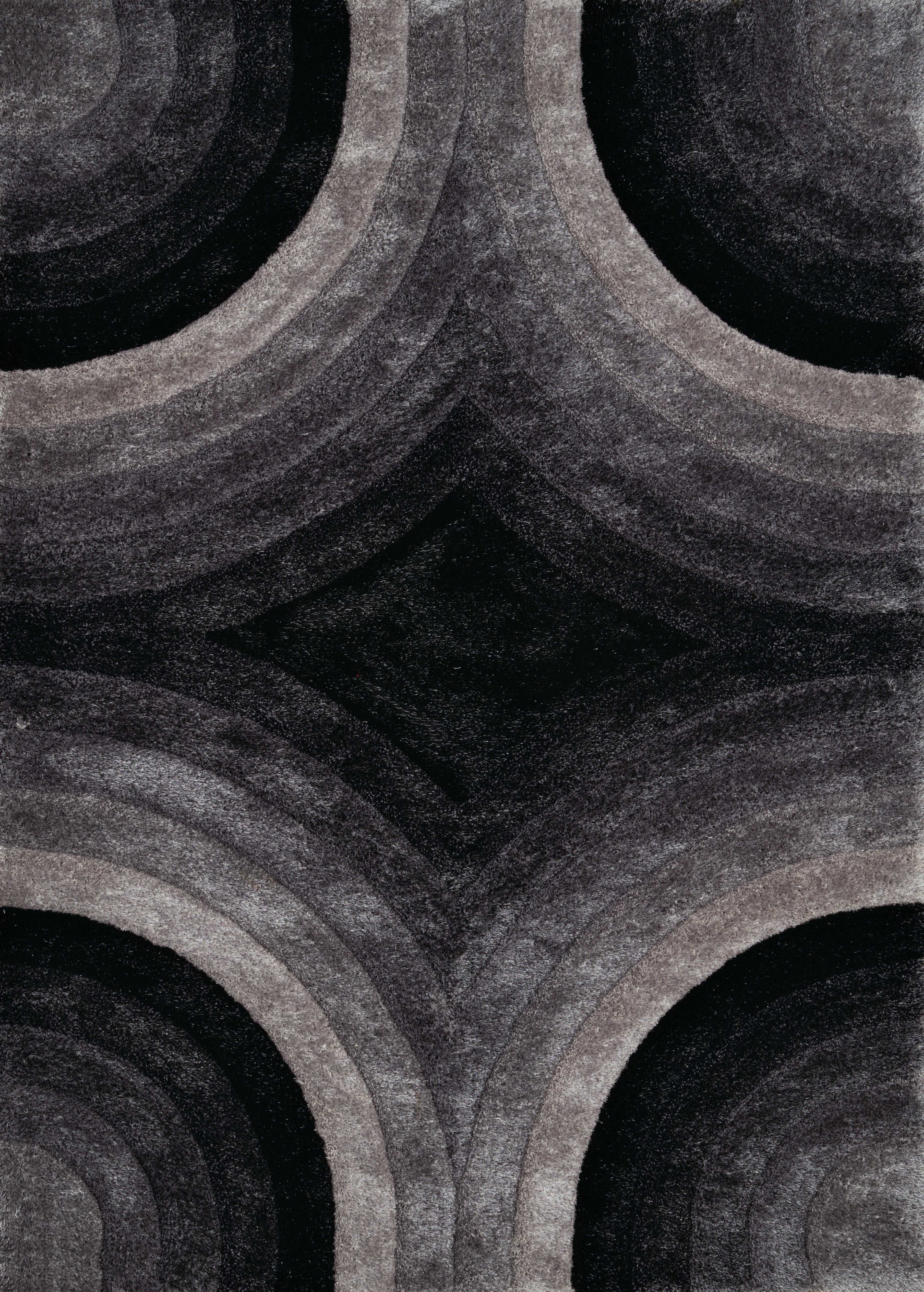 63" x 86" Black Polyester Area Rug