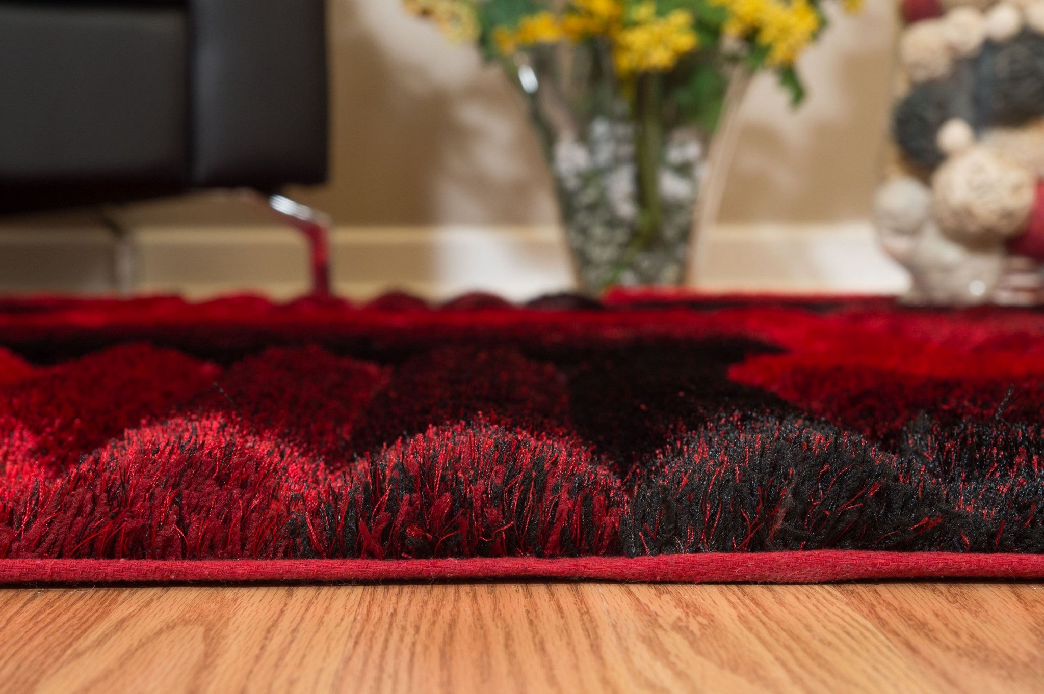 94" x 126" Red Polyester Oversize Rug