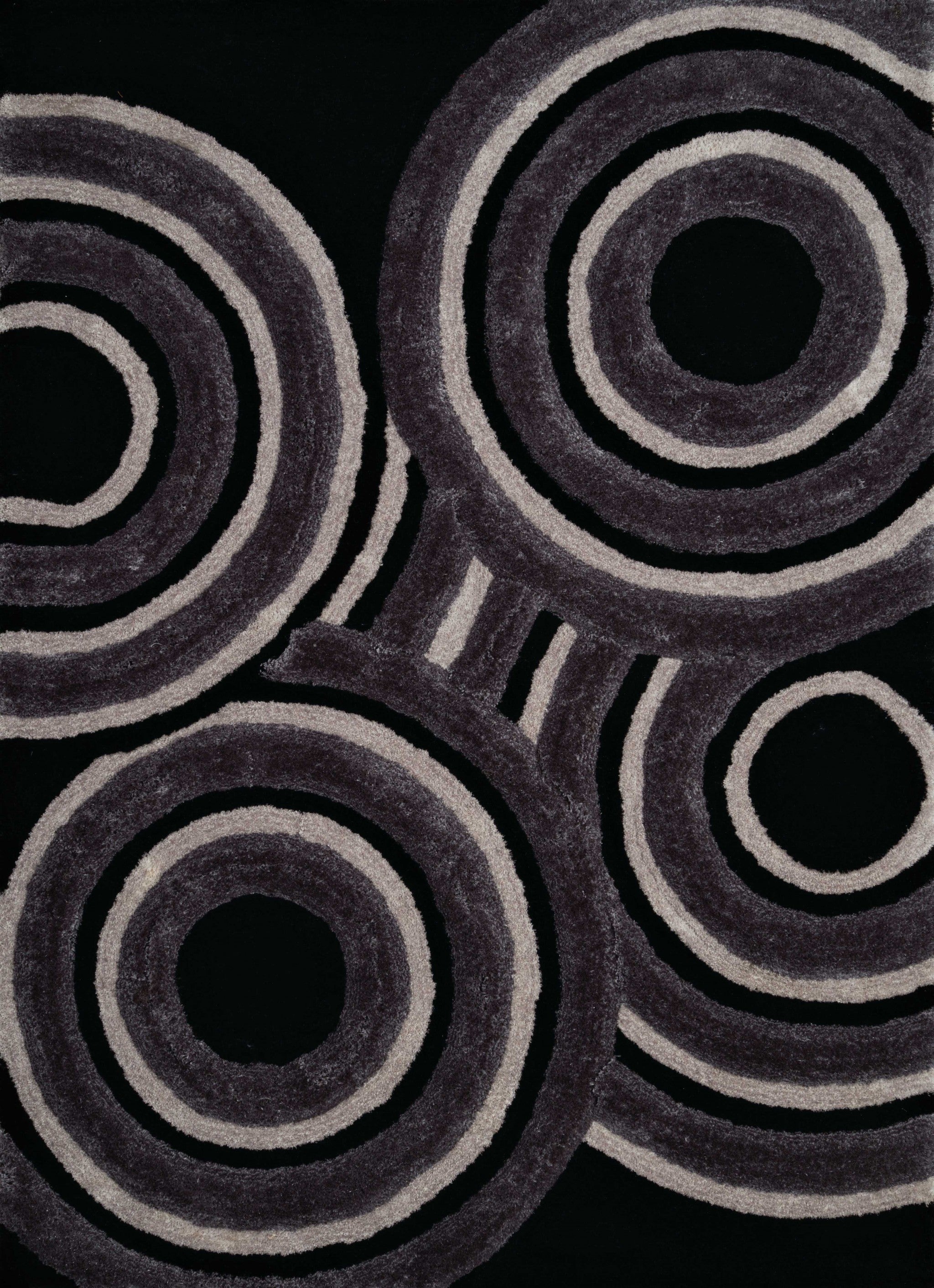 63" x 86" Black Polyester Area Rug