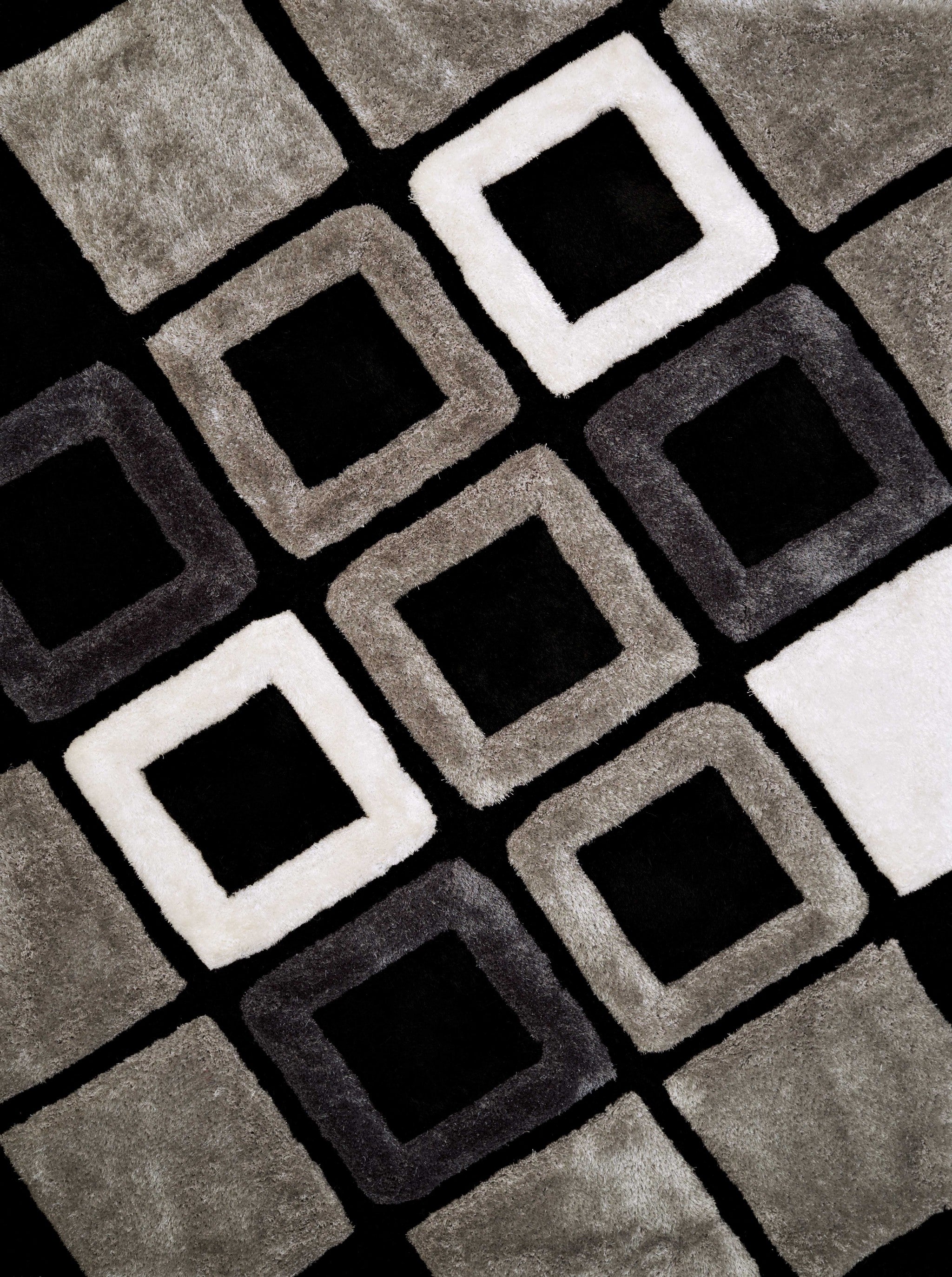 63" x 86" Black Polyester Area Rug