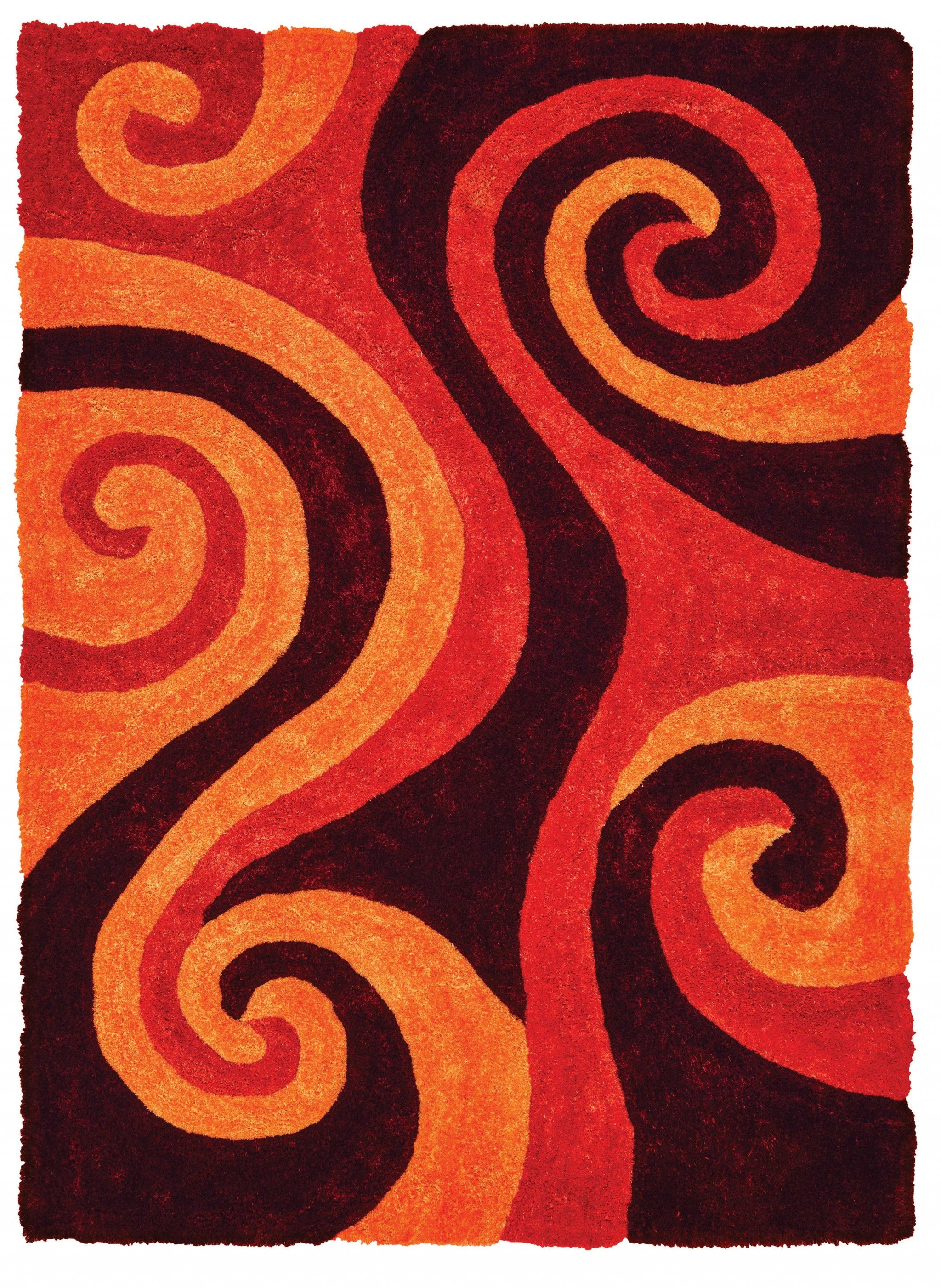 22" x 26" Burnt Orange Polyester Accent Rug