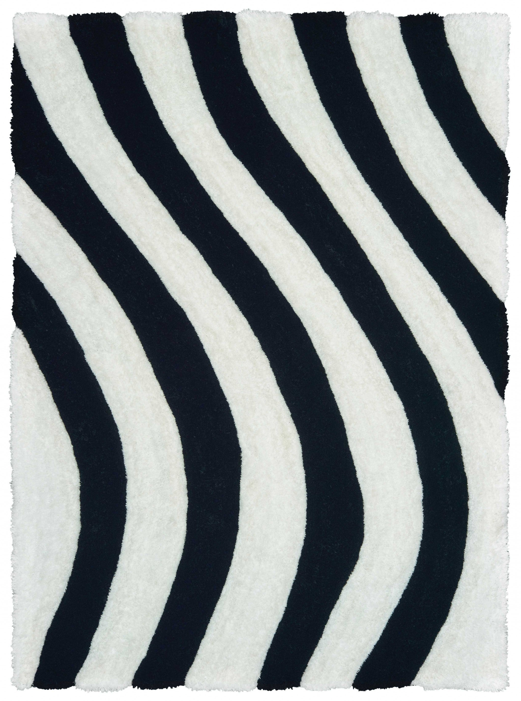 63" x 86" Black Polyester Area Rug