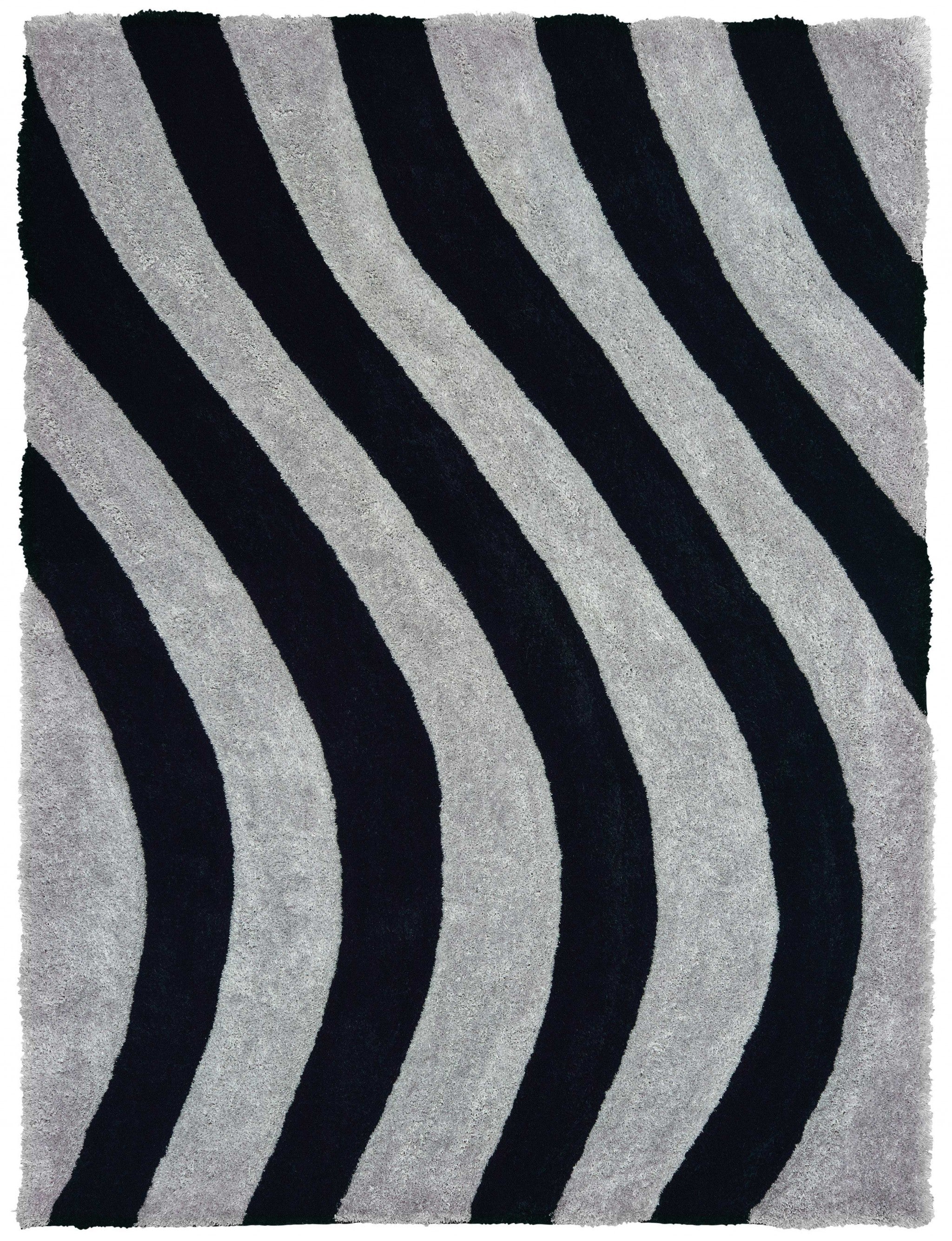 63" x 86" Grey Polyester Area Rug