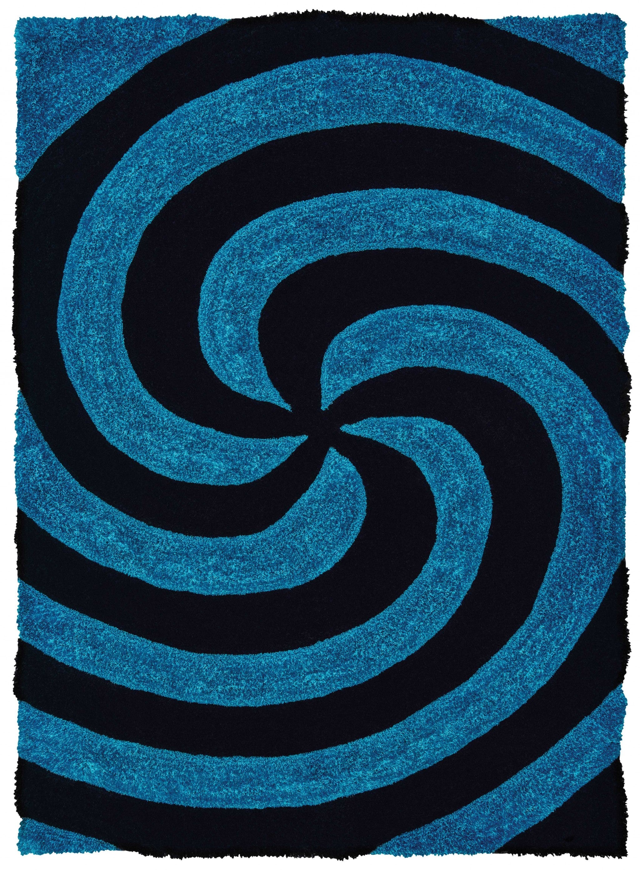 63" x 86" Blue Polyester Area Rug