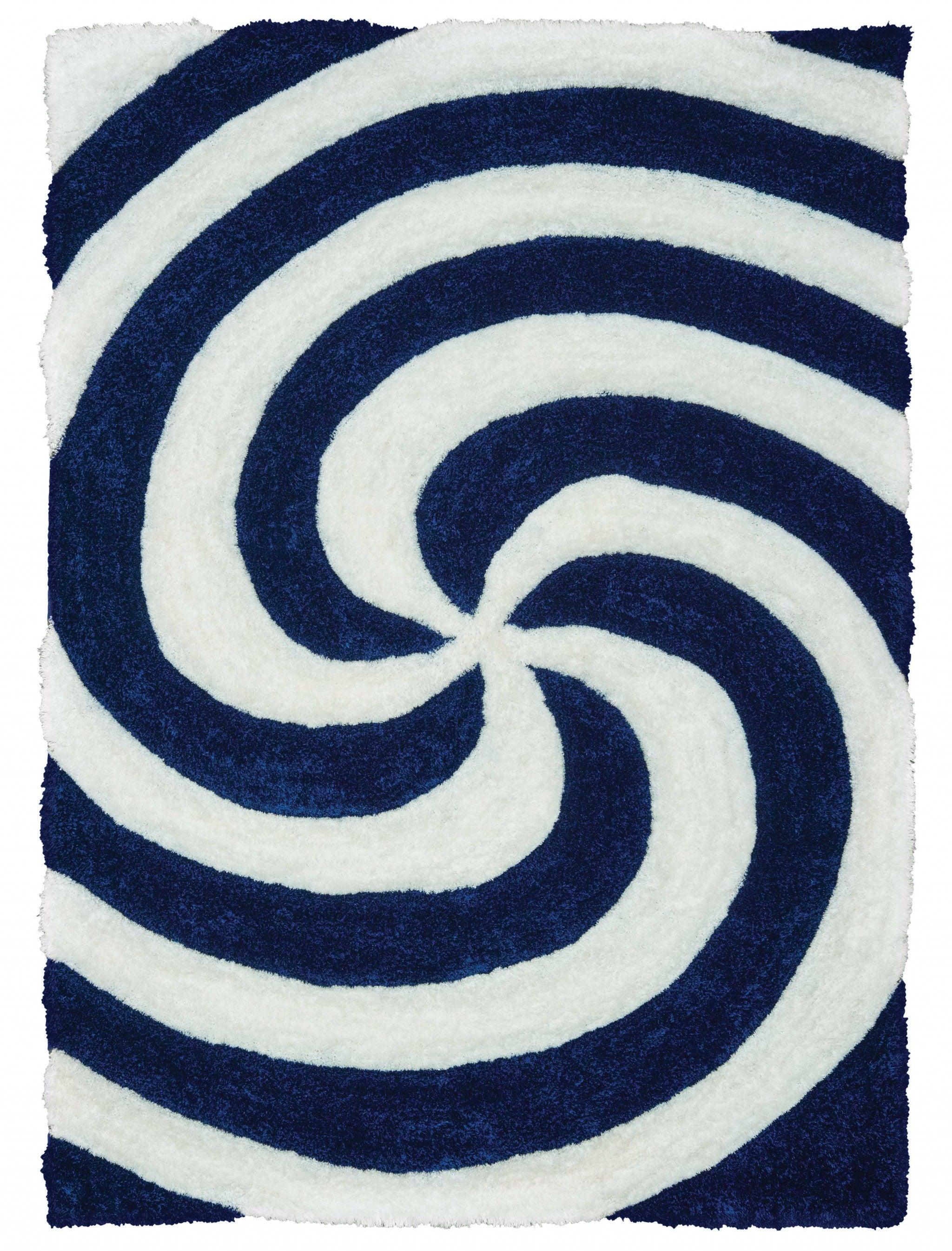63" x 86" Navy Polyester Area Rug