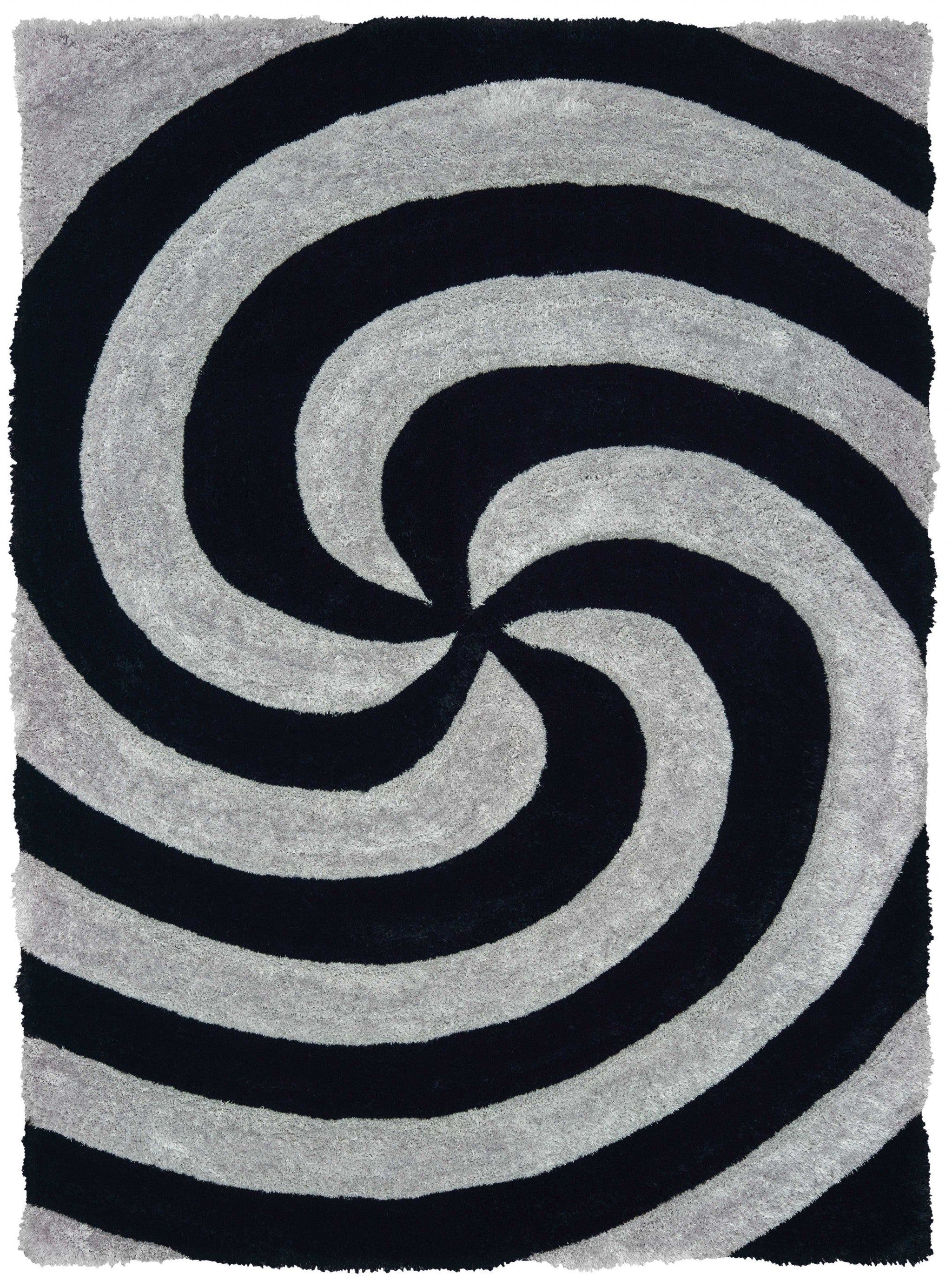 63" x 86" Grey Polyester Area Rug