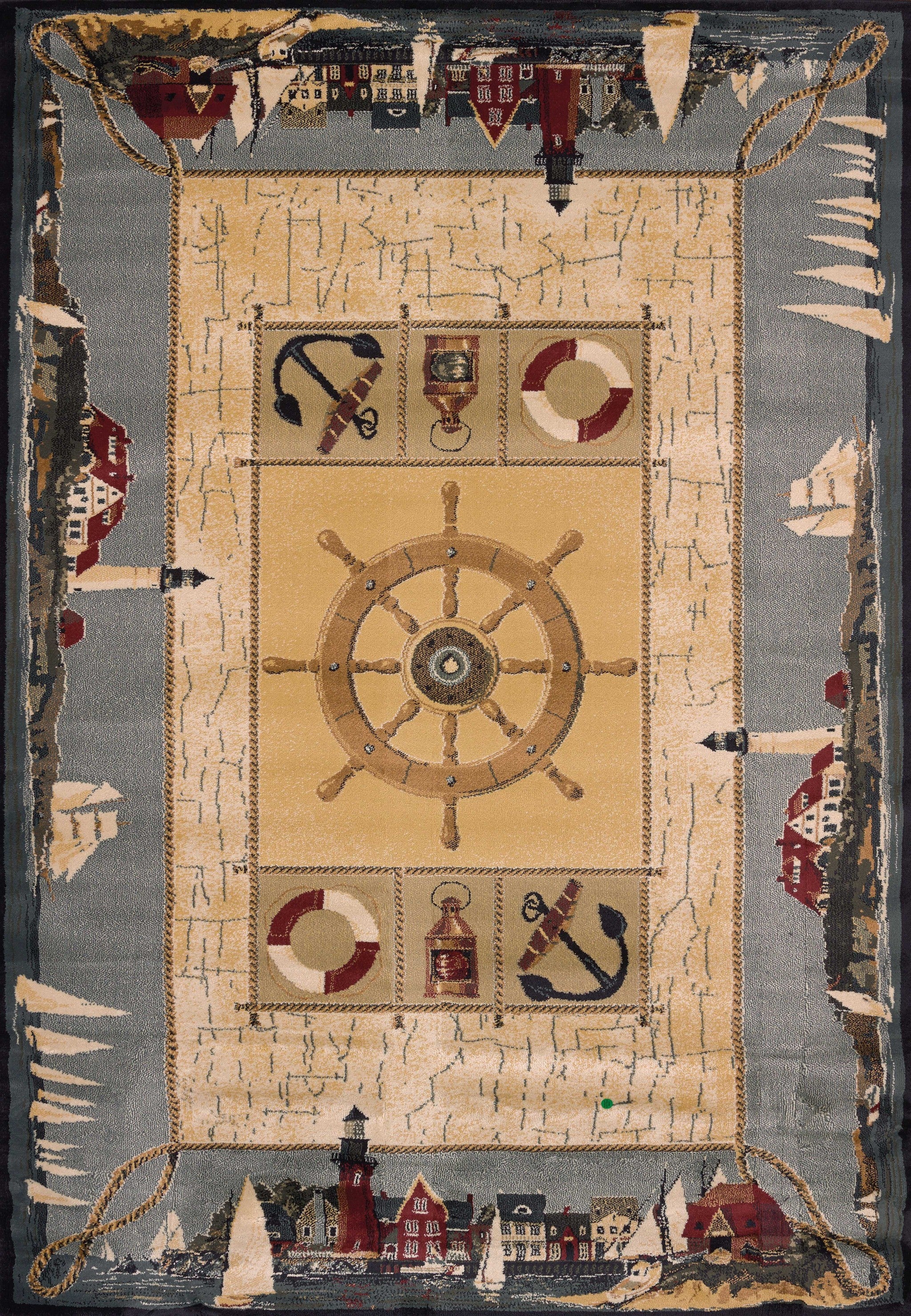 63" x 90" Blue Polypropylene Area Rug