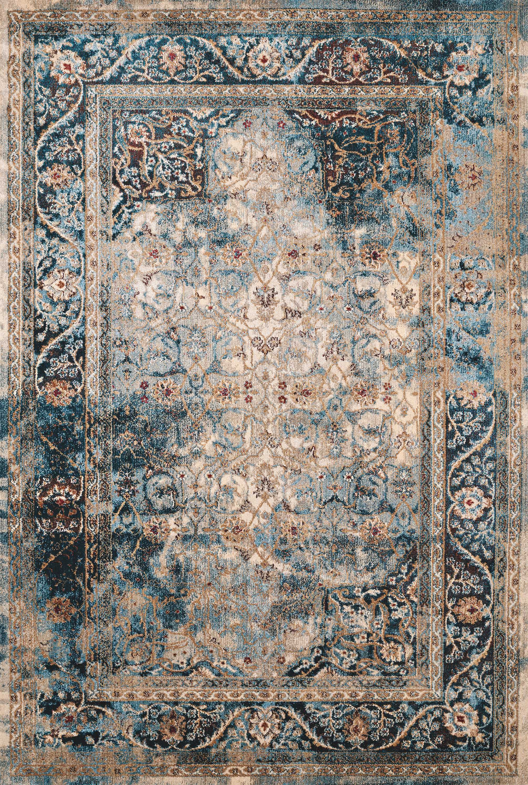 22" x 86" Cerulean Olefin / Polyester Runner Rug