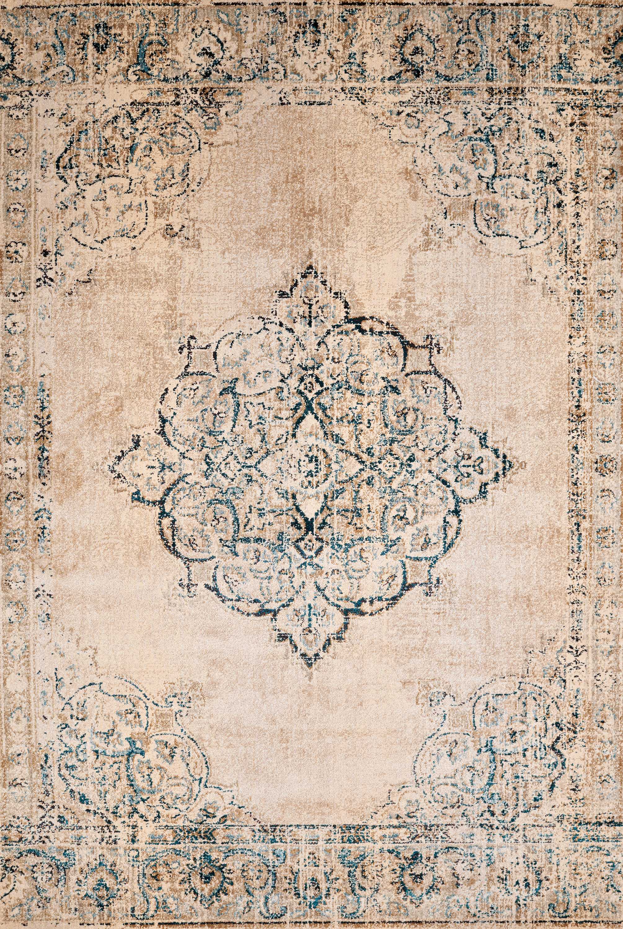 63" x 86" Parchment Olefin / Polyester Area Rug