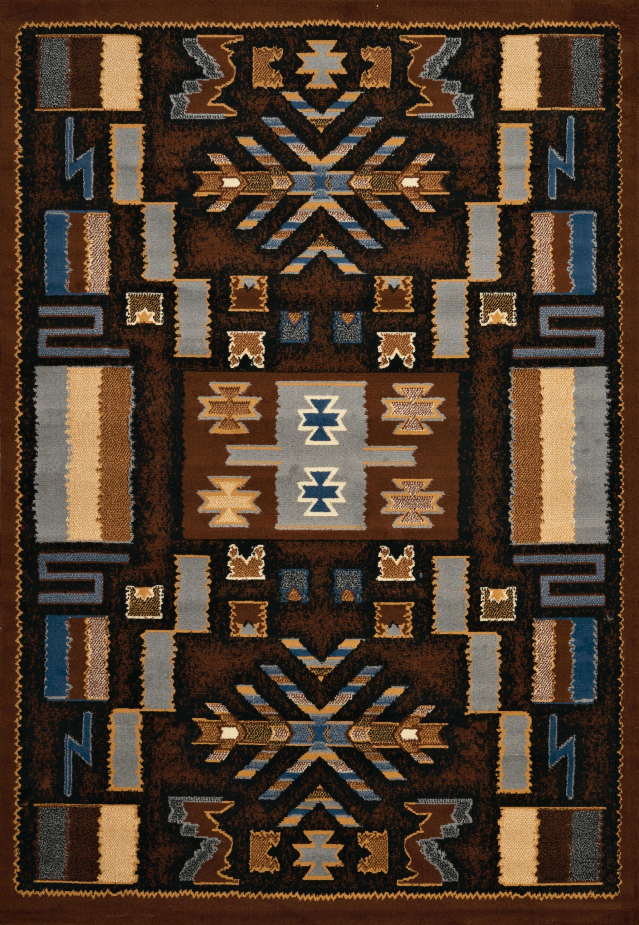 63" x 90" Brown Polypropylene Area Rug