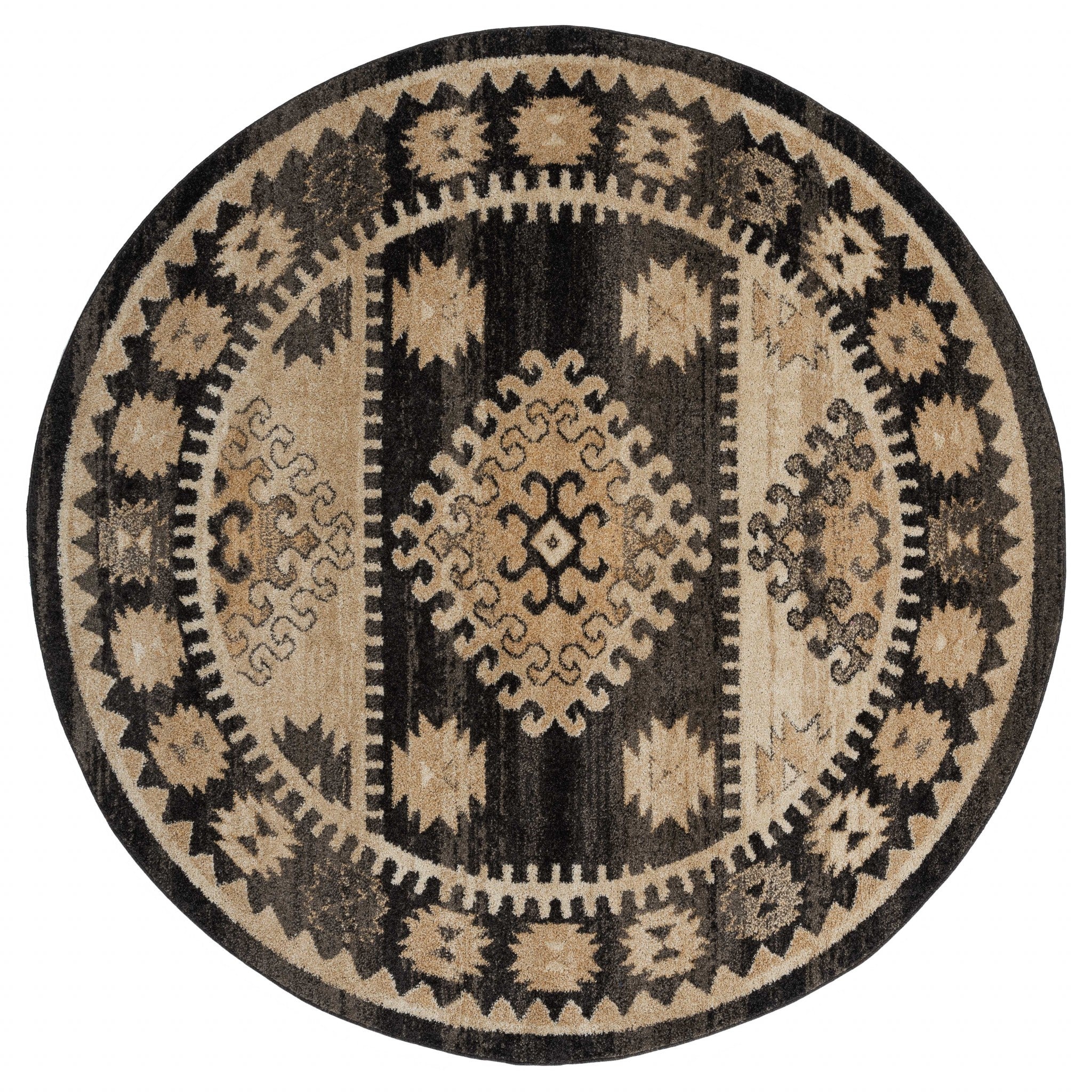 94" x 94" Walnut Olefin Frieze Round Rug