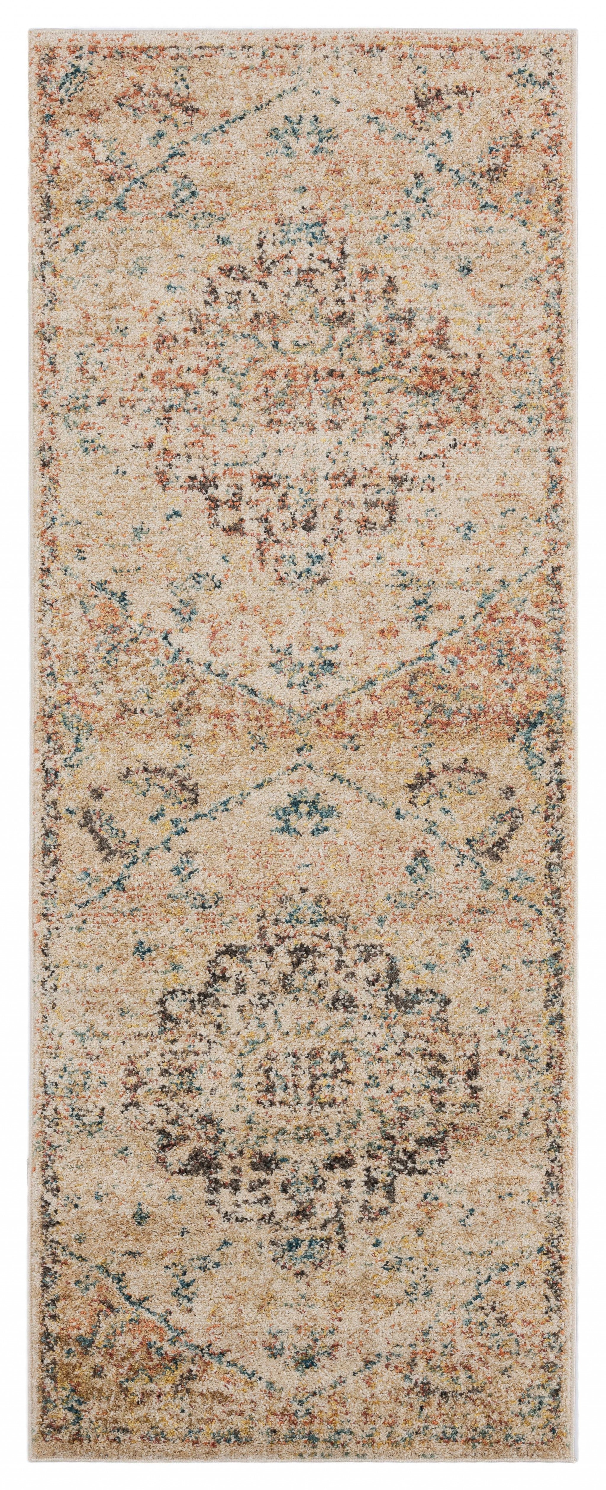 31" x 86" Bone Olefin Frieze Runner Rug