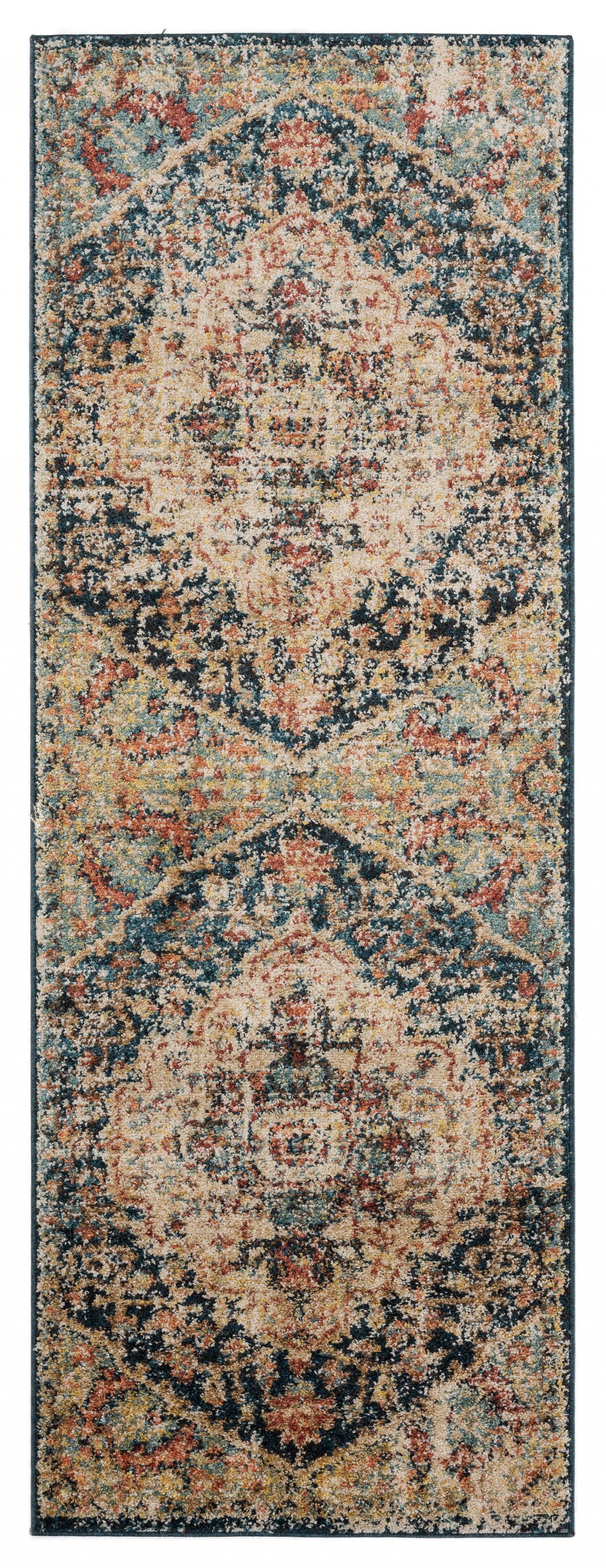 31" x 86" Multicolor Olefin Frieze Runner Rug