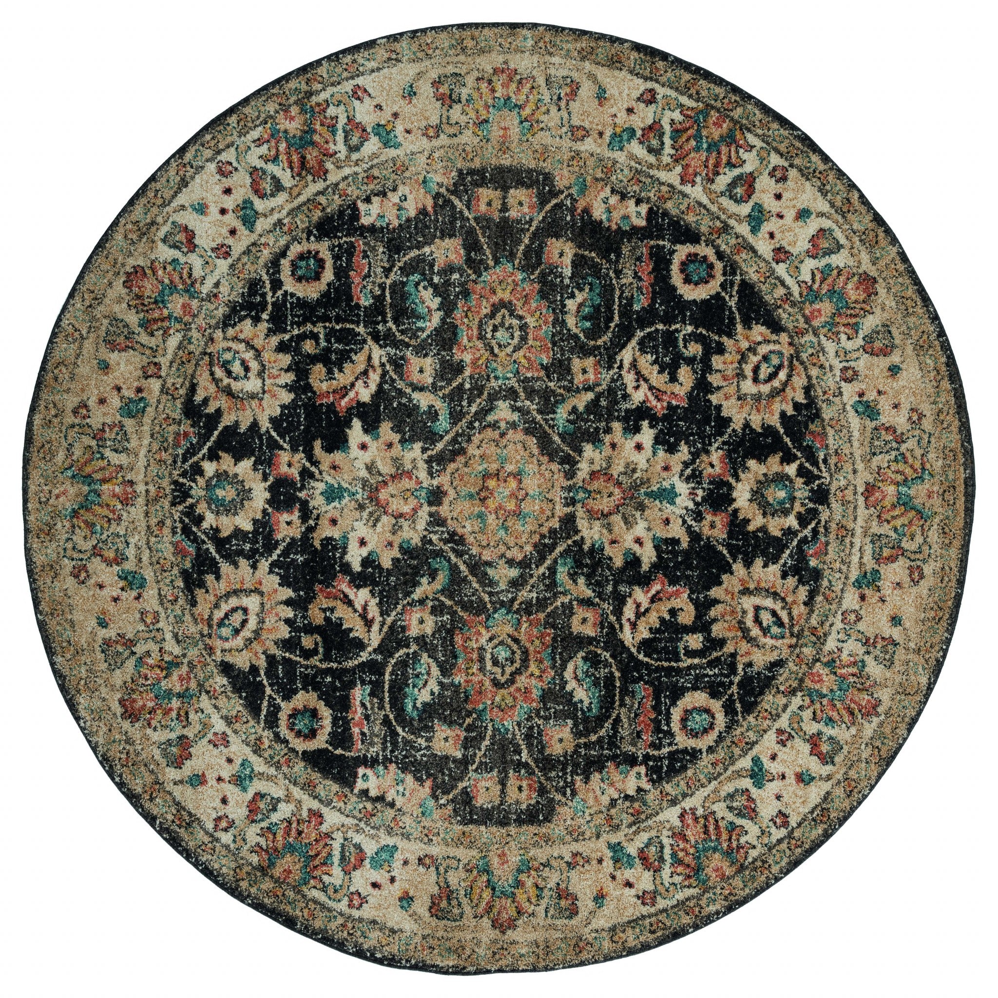 94" x 94" Walnut Olefin Frieze Round Rug