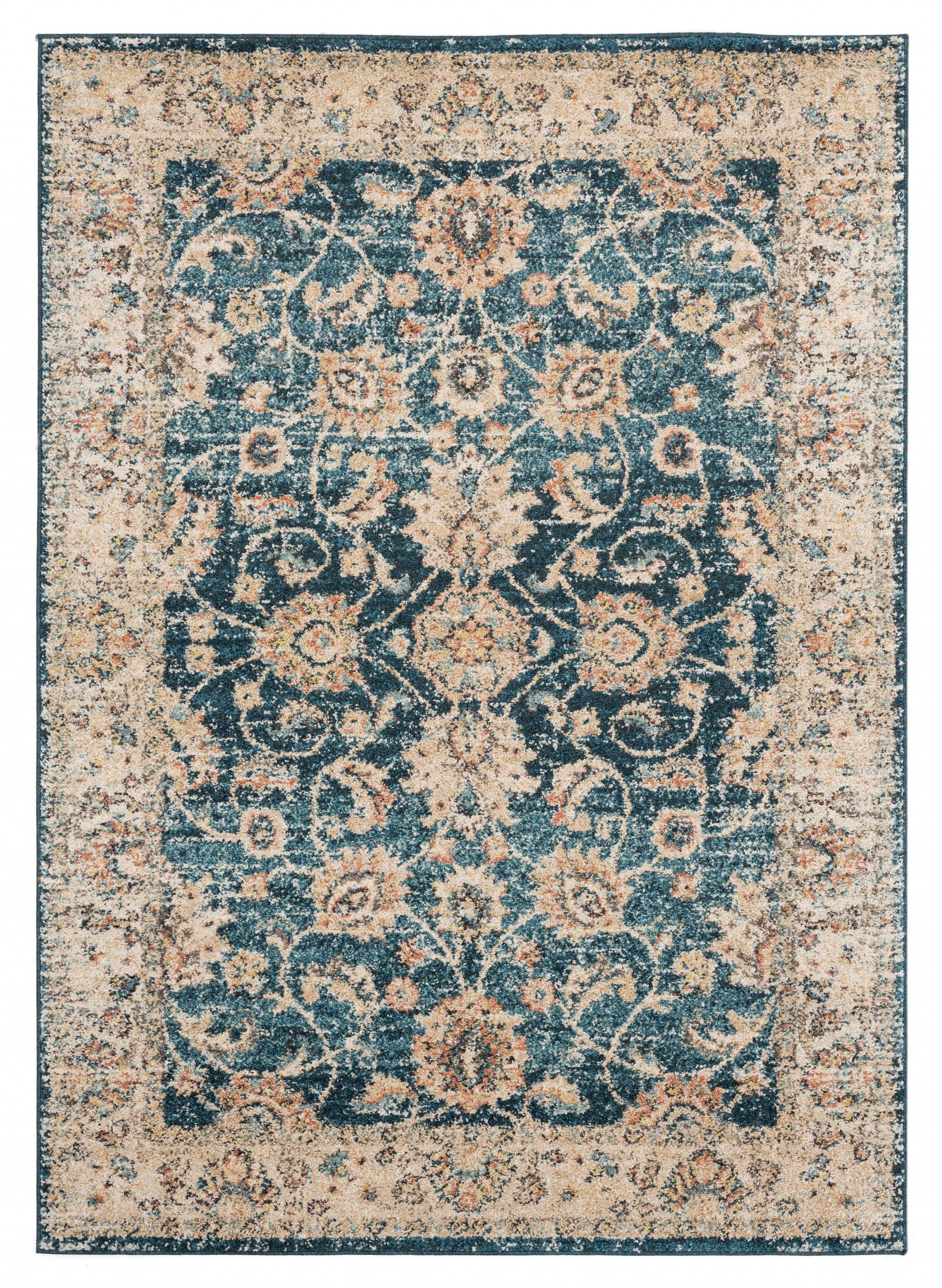 22" x 36" Cerulean Olefin Frieze Accent Rug