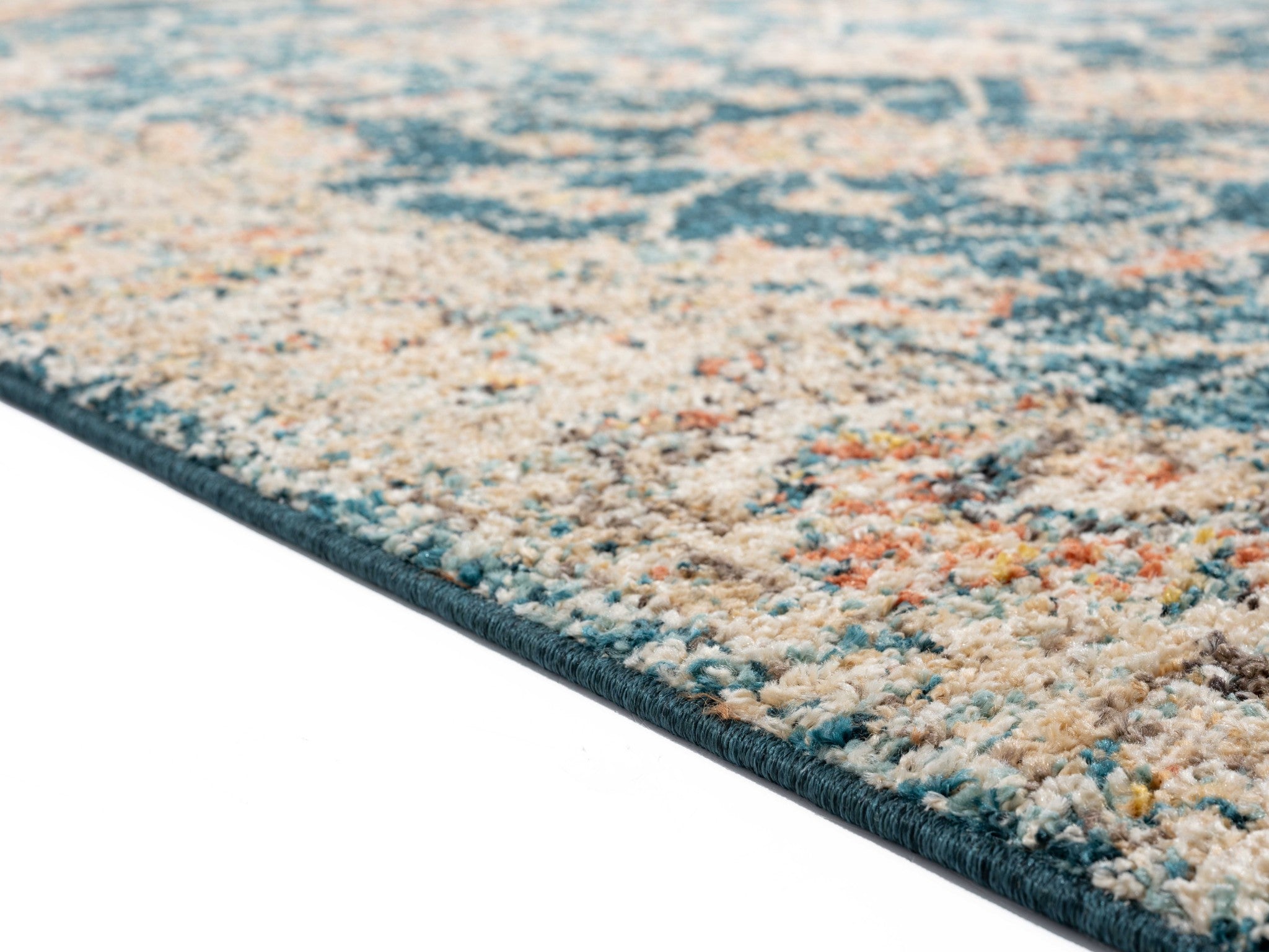 63" x 86" Cerulean Olefin Frieze Area Rug