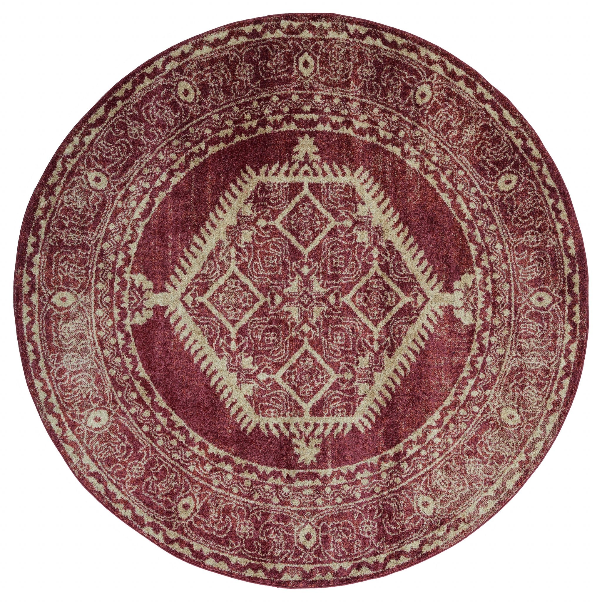 94" x 94" Brick Olefin Frieze Round Rug